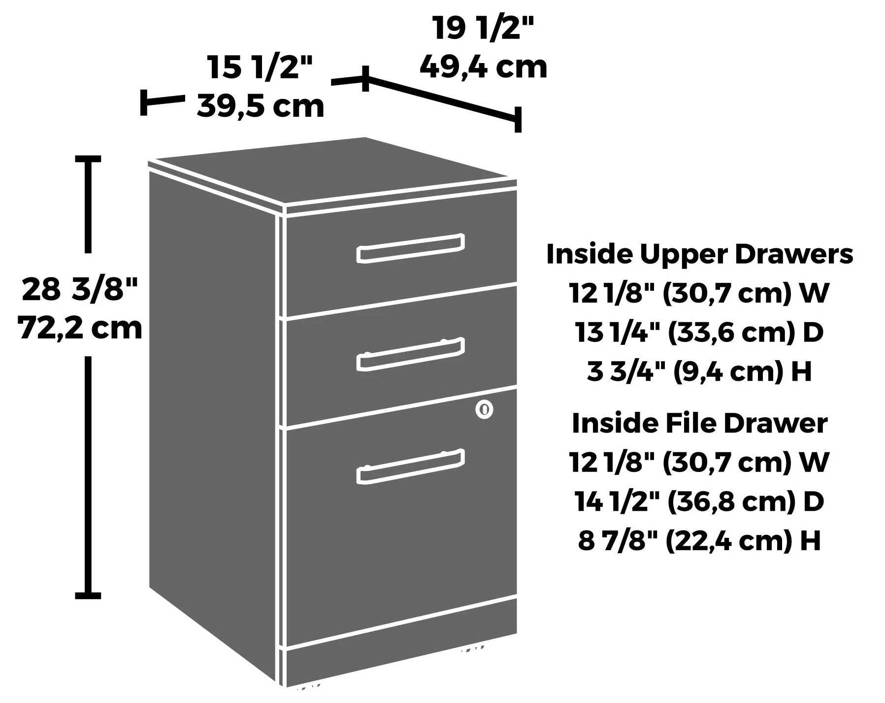 Sentinel Commercial Grade 3-Drawer Filing Cabinet - Noble Elm - Image 9
