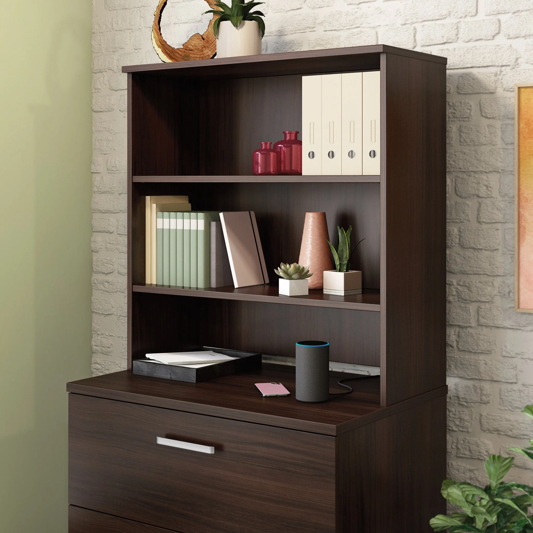 Sentinel Commercial Grade 36" x 36" Bookcase Hutch - Noble Elm - Image 5