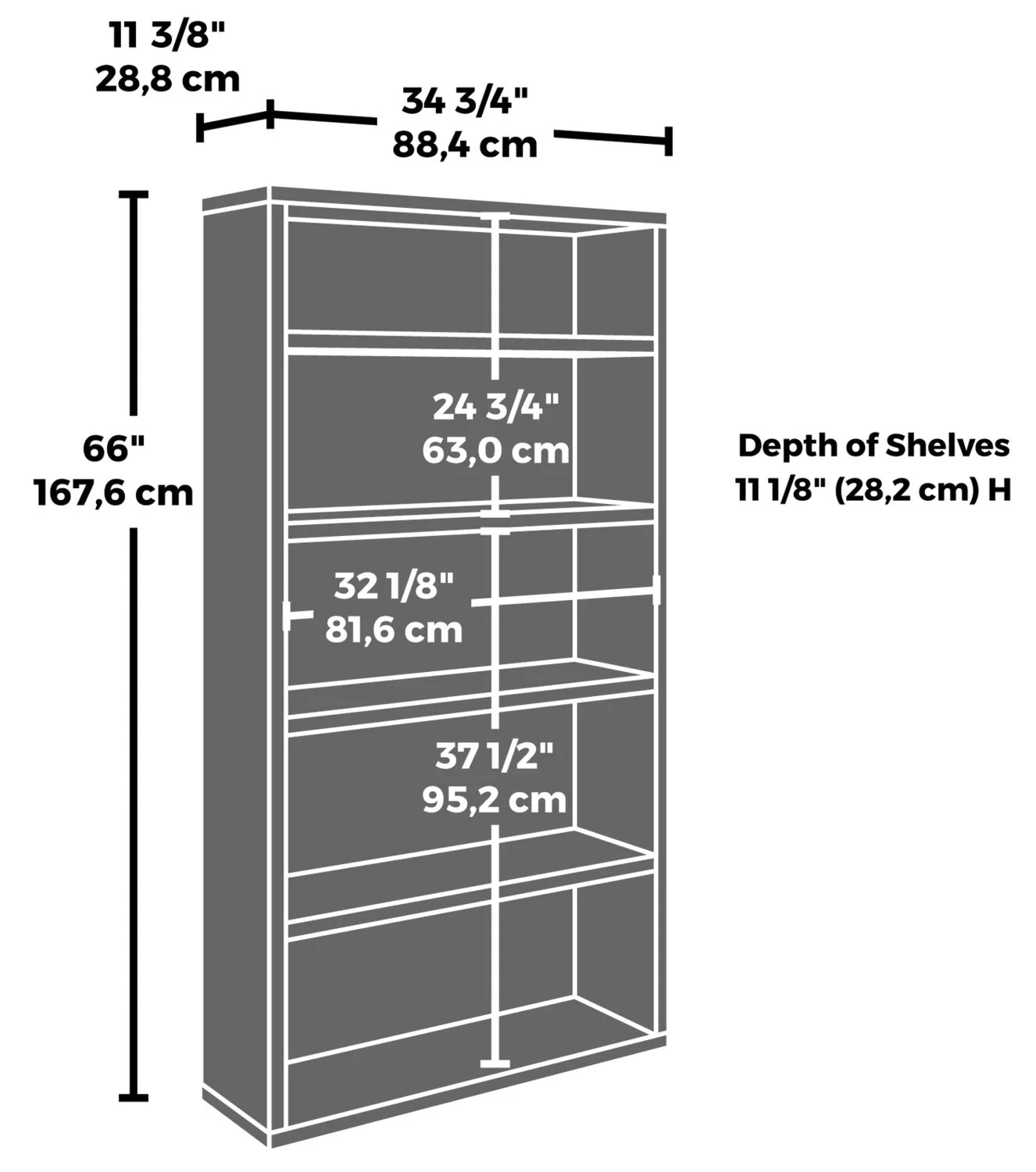 Sentinel Commercial Grade 5-Shelf Bookcase - Noble Elm - Image 6