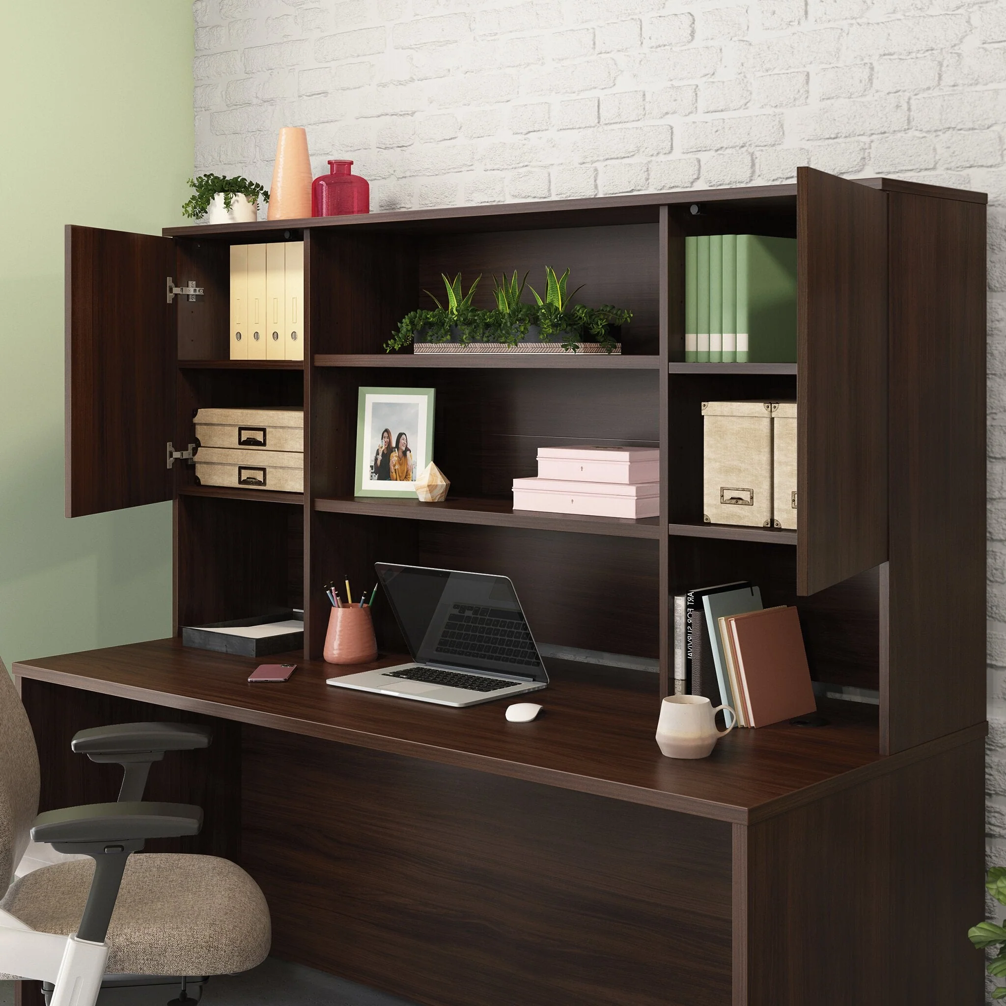Sentinel Commercial Grade 72" Storage Hutch - Noble Elm - Image 2