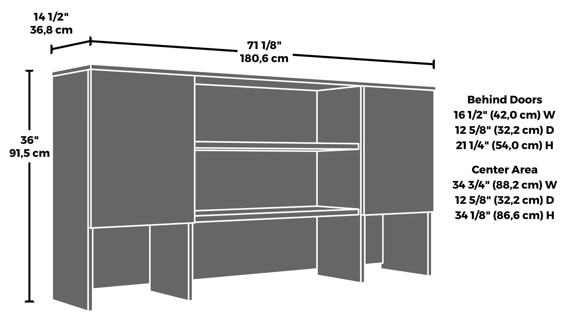 Sentinel Commercial Grade 72" Storage Hutch - Noble Elm - Image 4