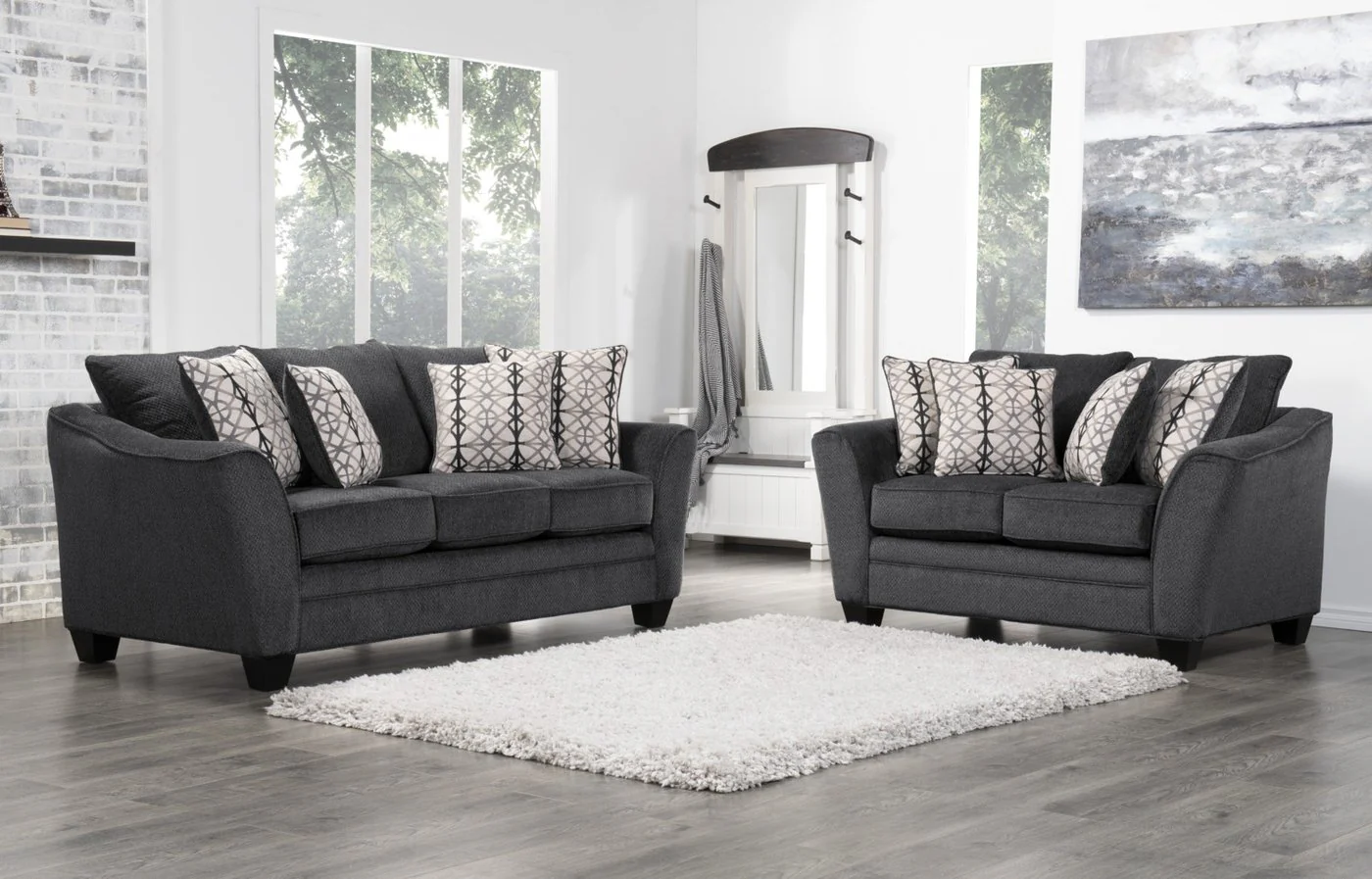 Sherwood Chenille Condo Sofa - Charcoal - Image 4