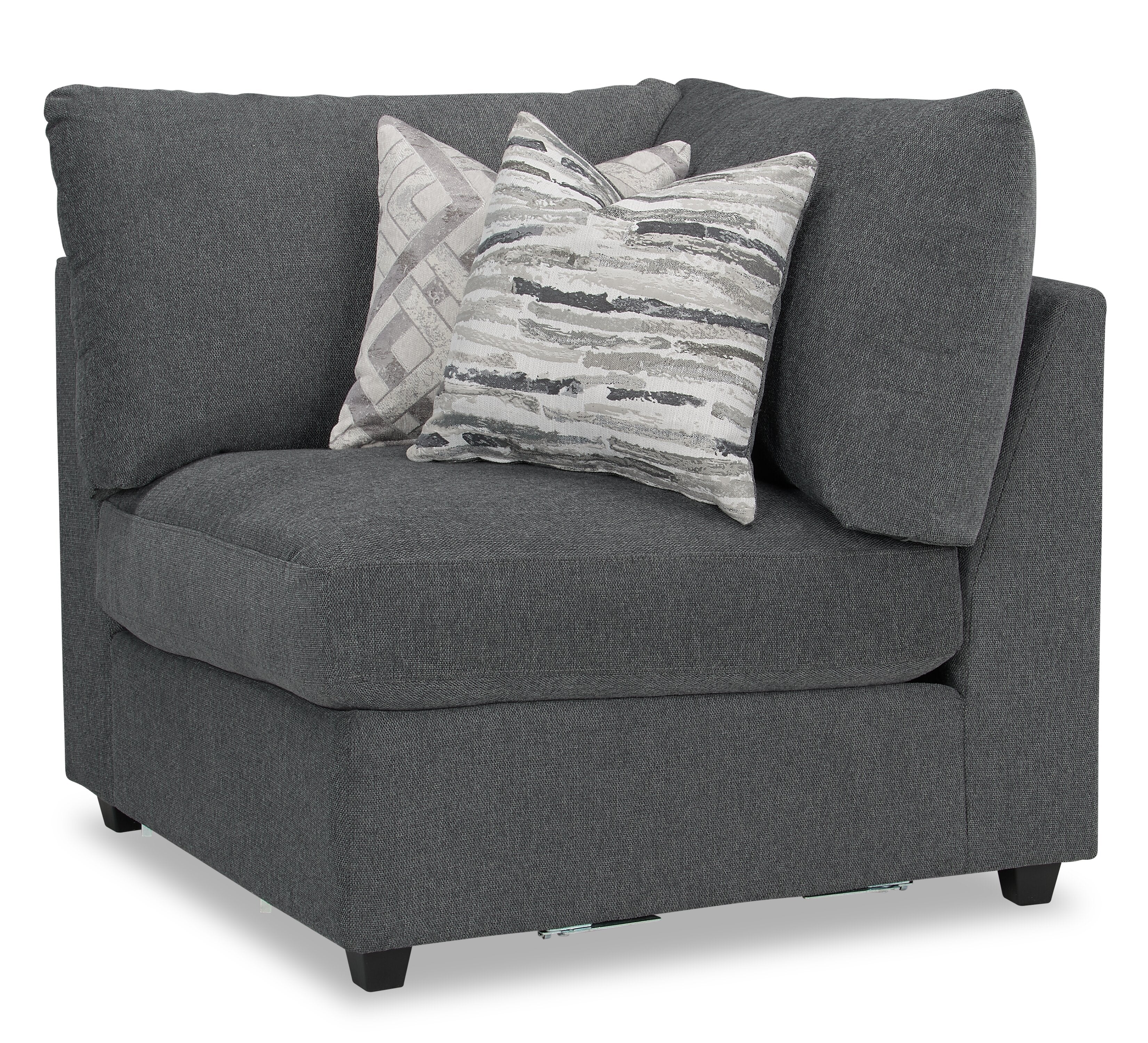 Skye Linen-Look Fabric 5-Piece Modular Sectional with 3 Corner Chairs - Charcoal - Image 2