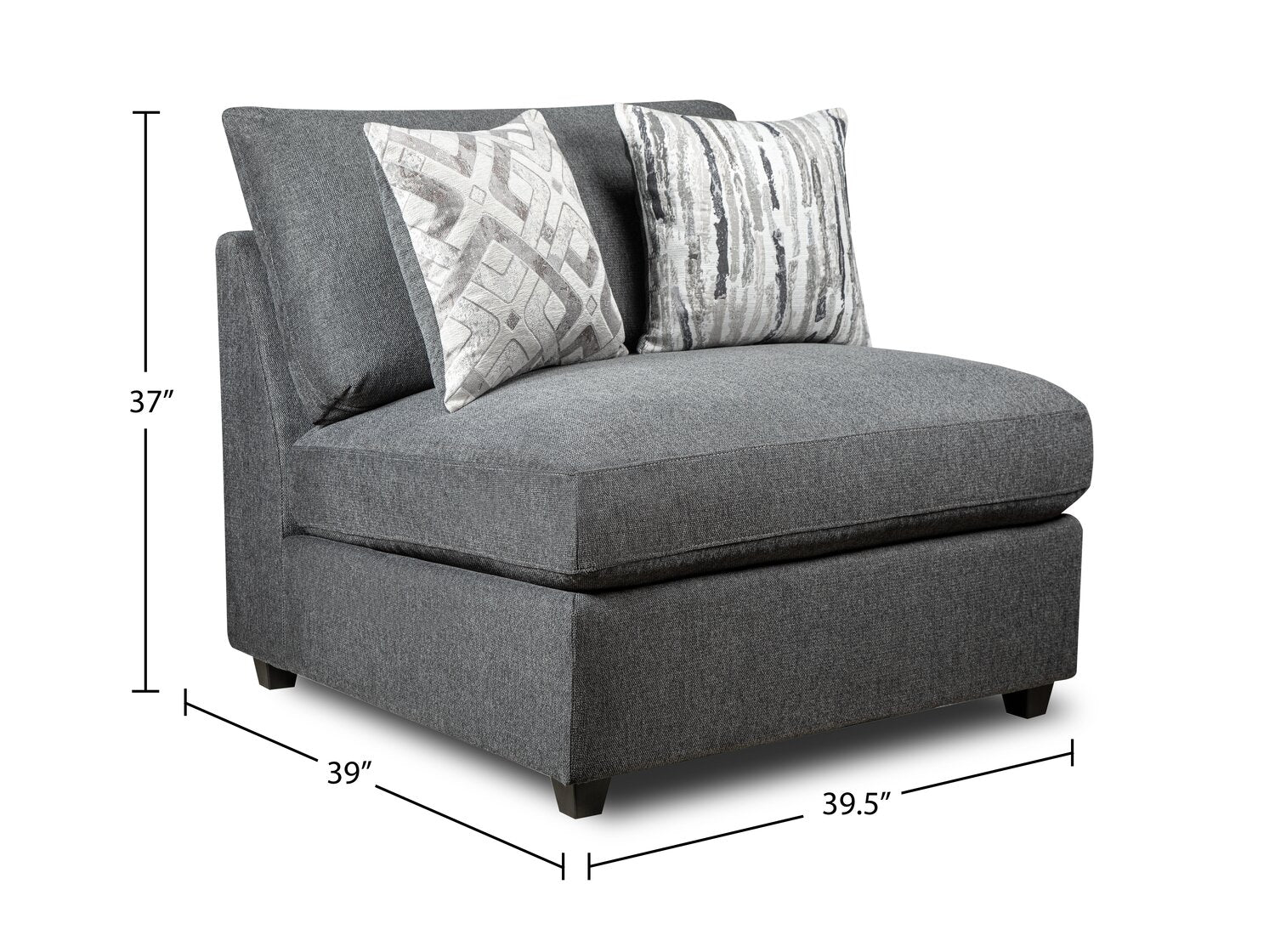 Skye Linen-Look Fabric 5-Piece Modular Sectional with 4 Armless Chairs - Charcoal - Image 12