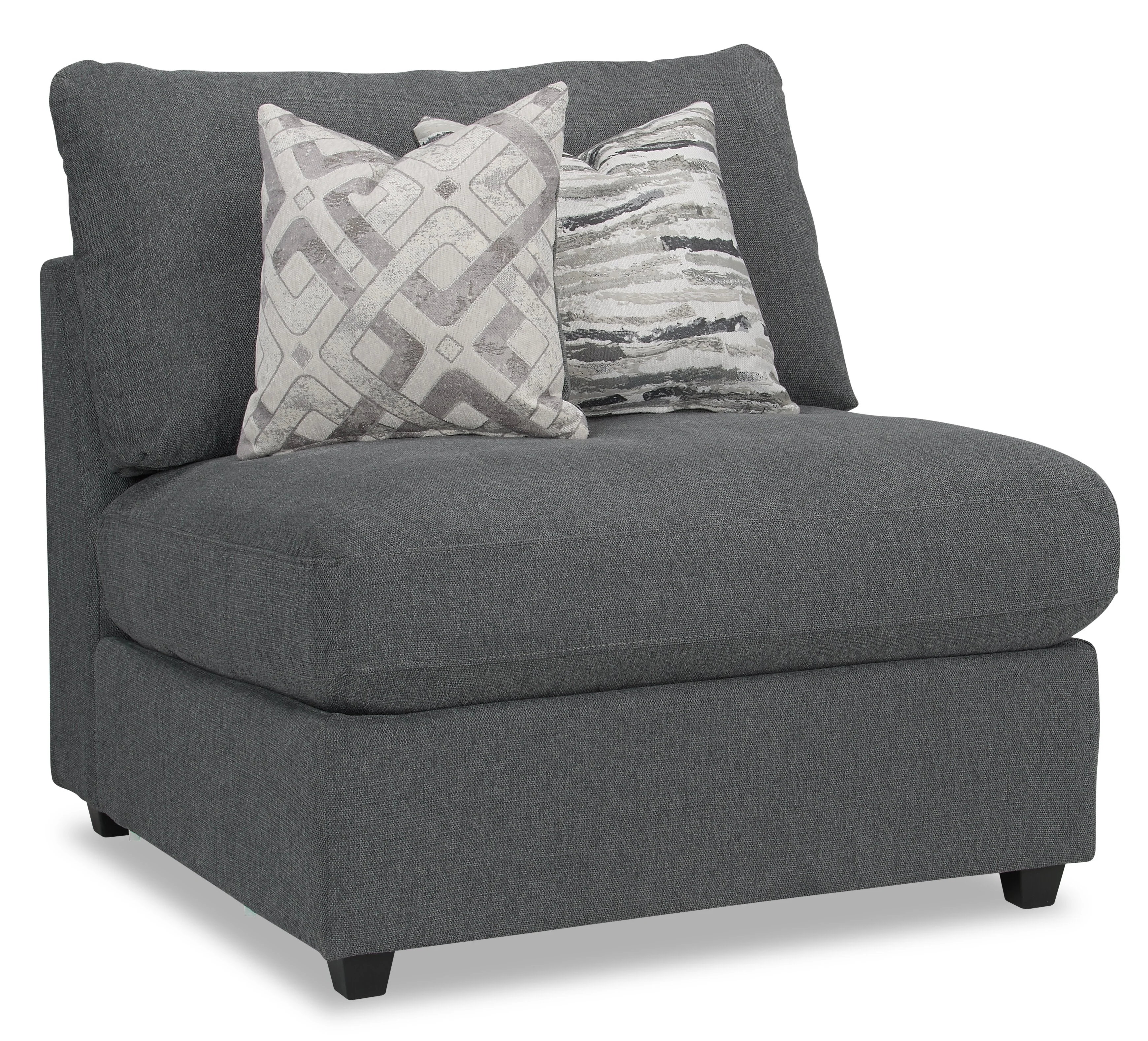 Skye Linen-Look Fabric 5-Piece Modular Sectional with 4 Armless Chairs - Charcoal - Image 2