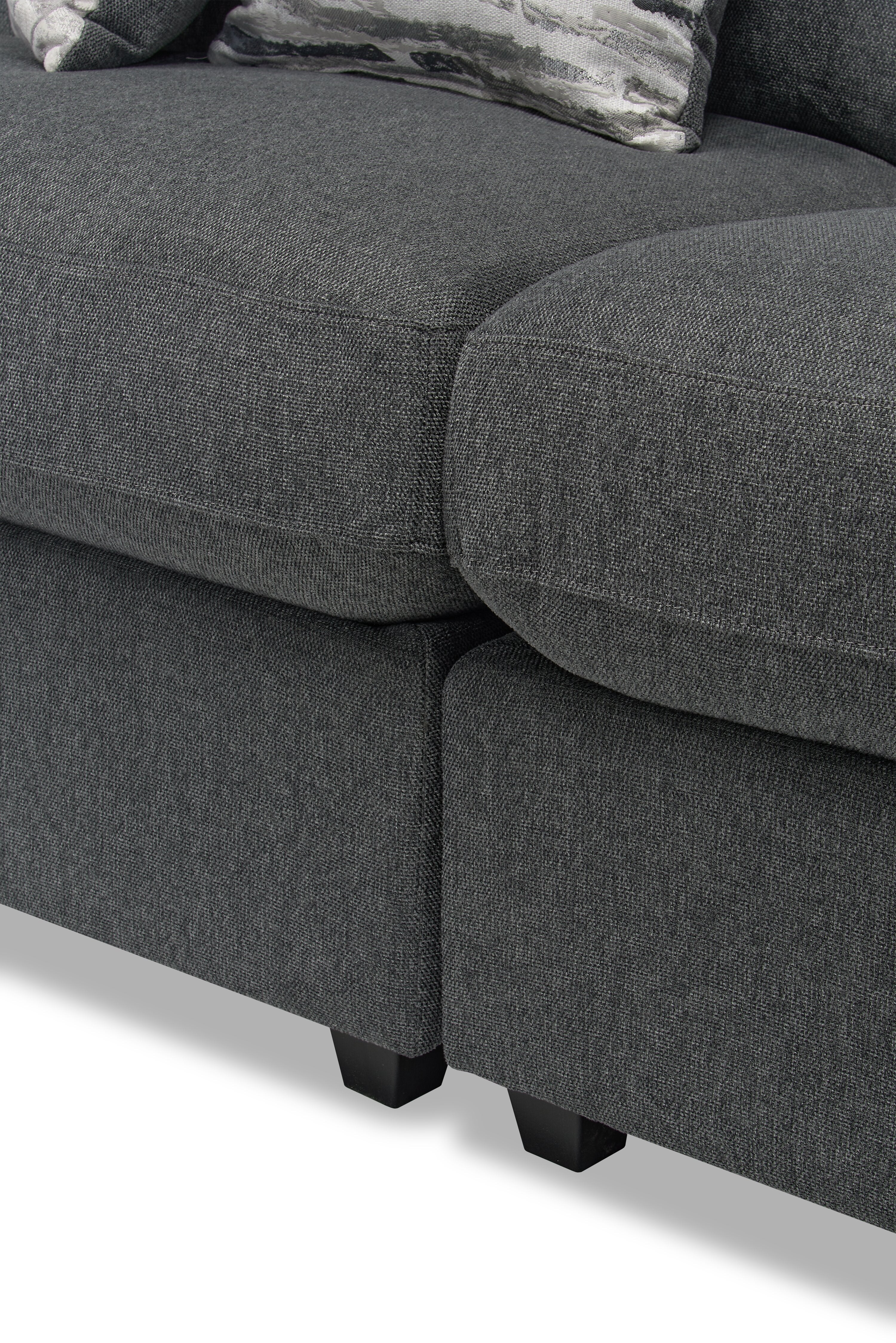 Skye Linen-Look Fabric 5-Piece Modular Sectional with 4 Armless Chairs - Charcoal - Image 6