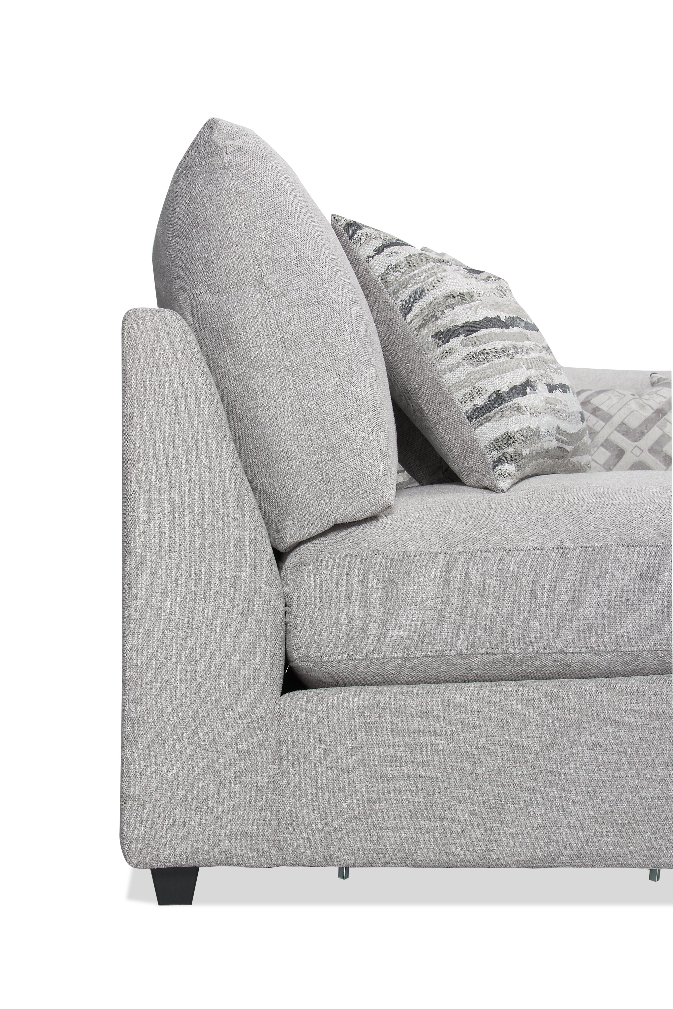 Skye Linen-Look Fabric 5-Piece Modular Sectional with 4 Armless Chairs - Light Grey - Image 3