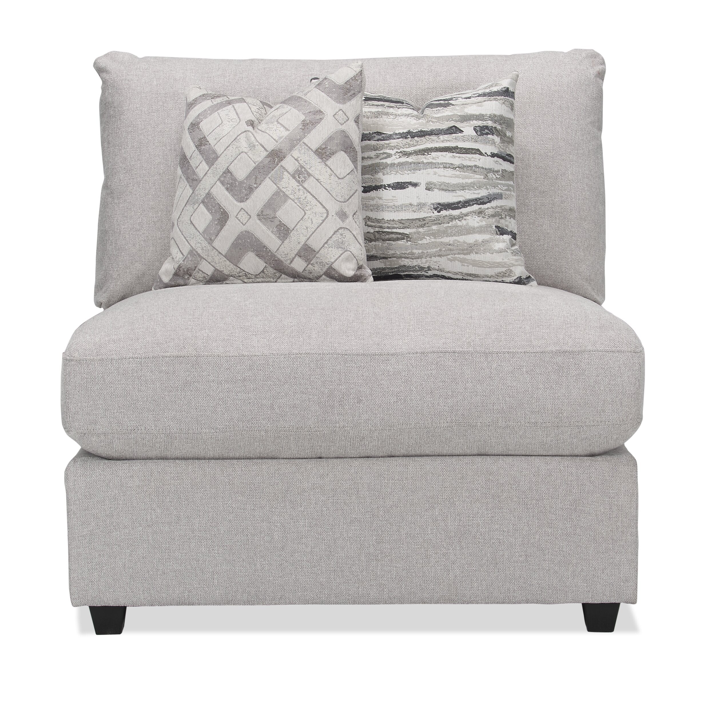 Skye Linen-Look Fabric Modular Armless Chair - Light Grey