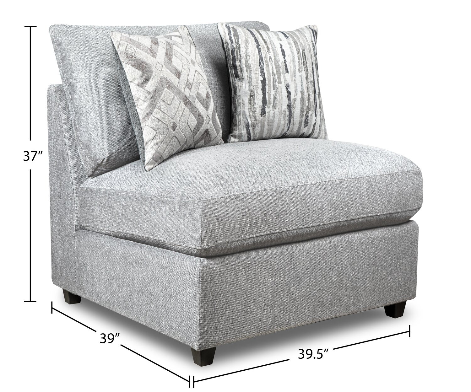 Skye Linen-Look Fabric Modular Armless Chair - Light Grey - Image 10