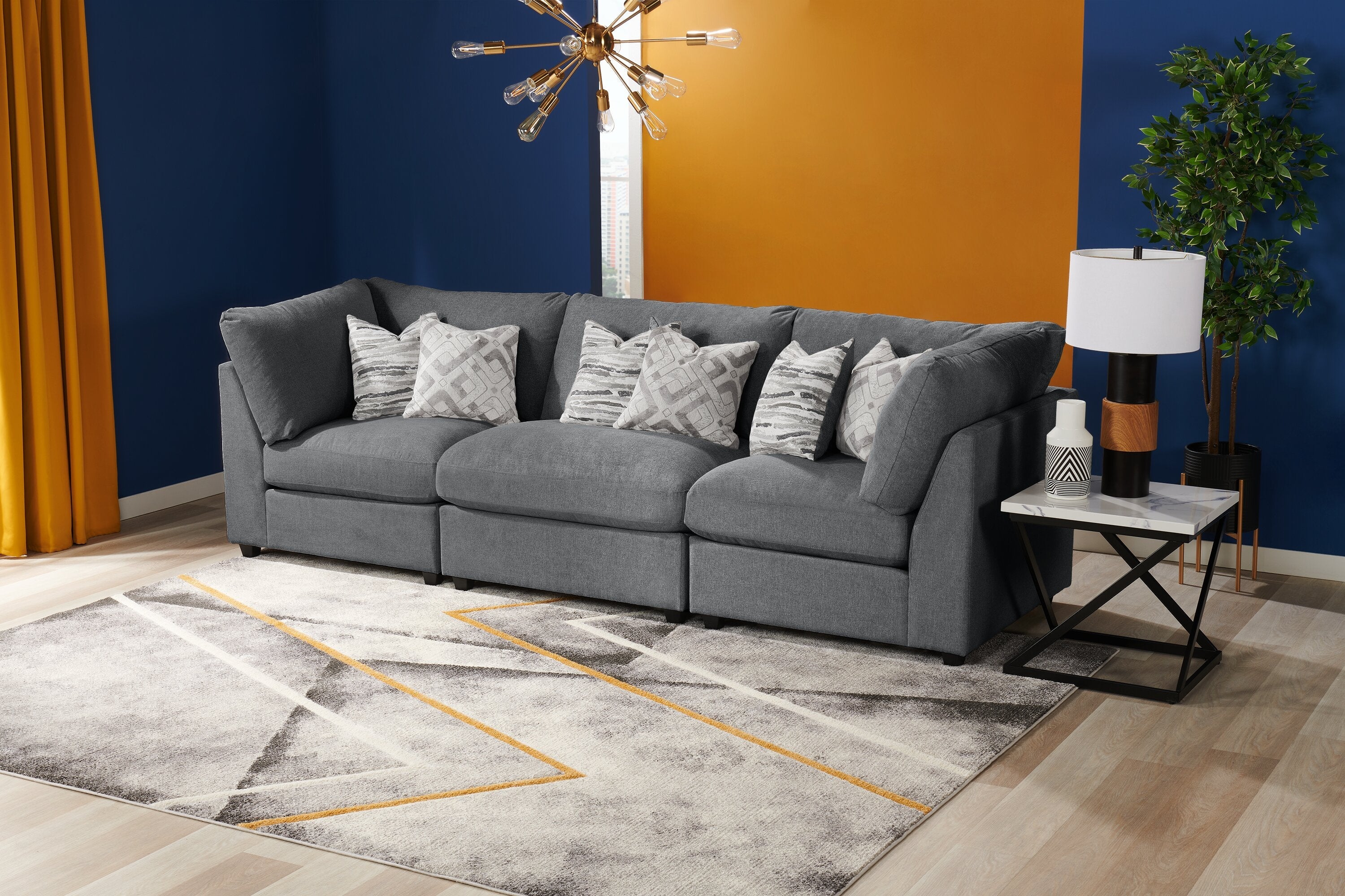 Skye Linen-Look Fabric Modular Corner Chair - Charcoal - Image 7