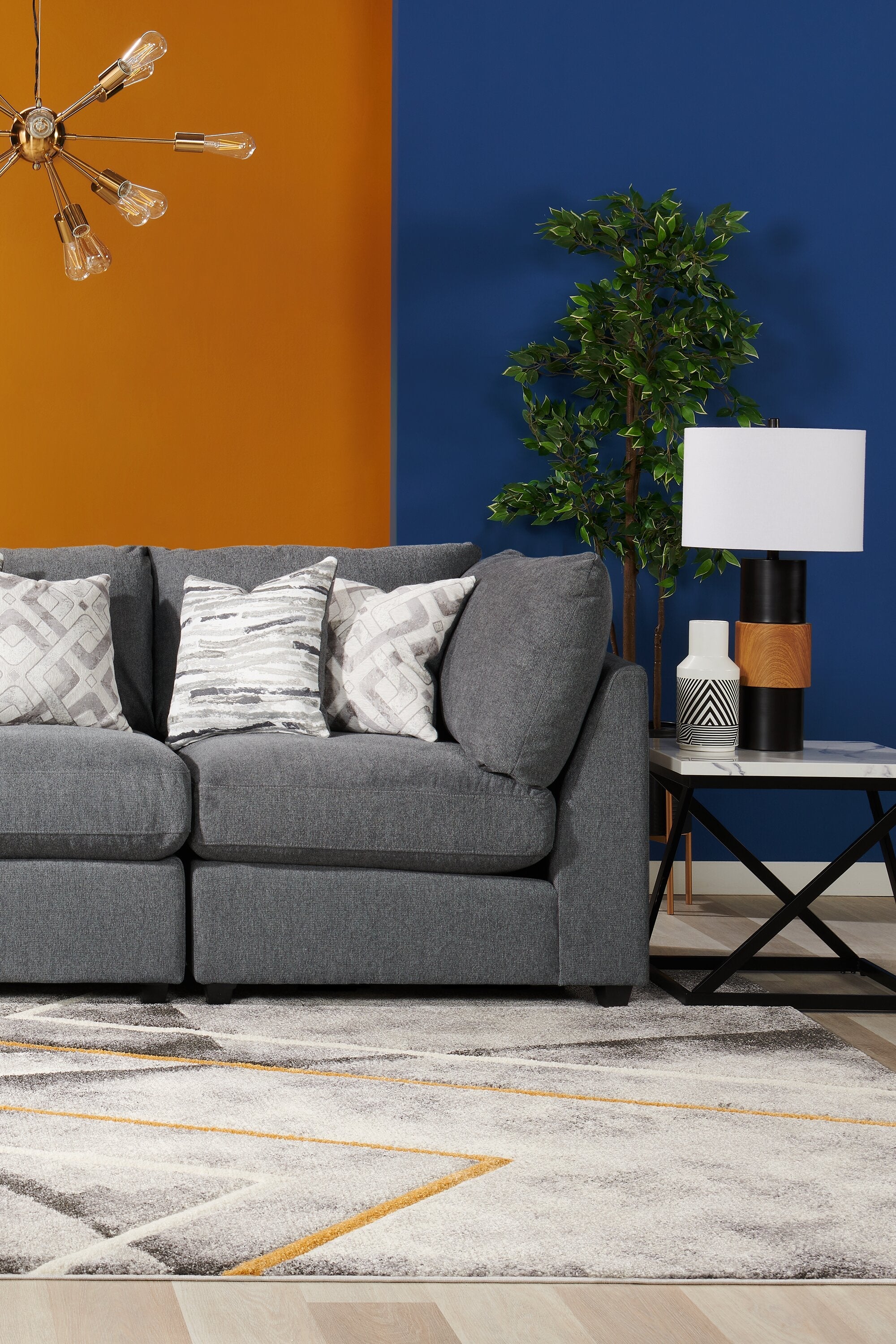 Skye Linen-Look Fabric Modular Corner Chair - Charcoal - Image 9