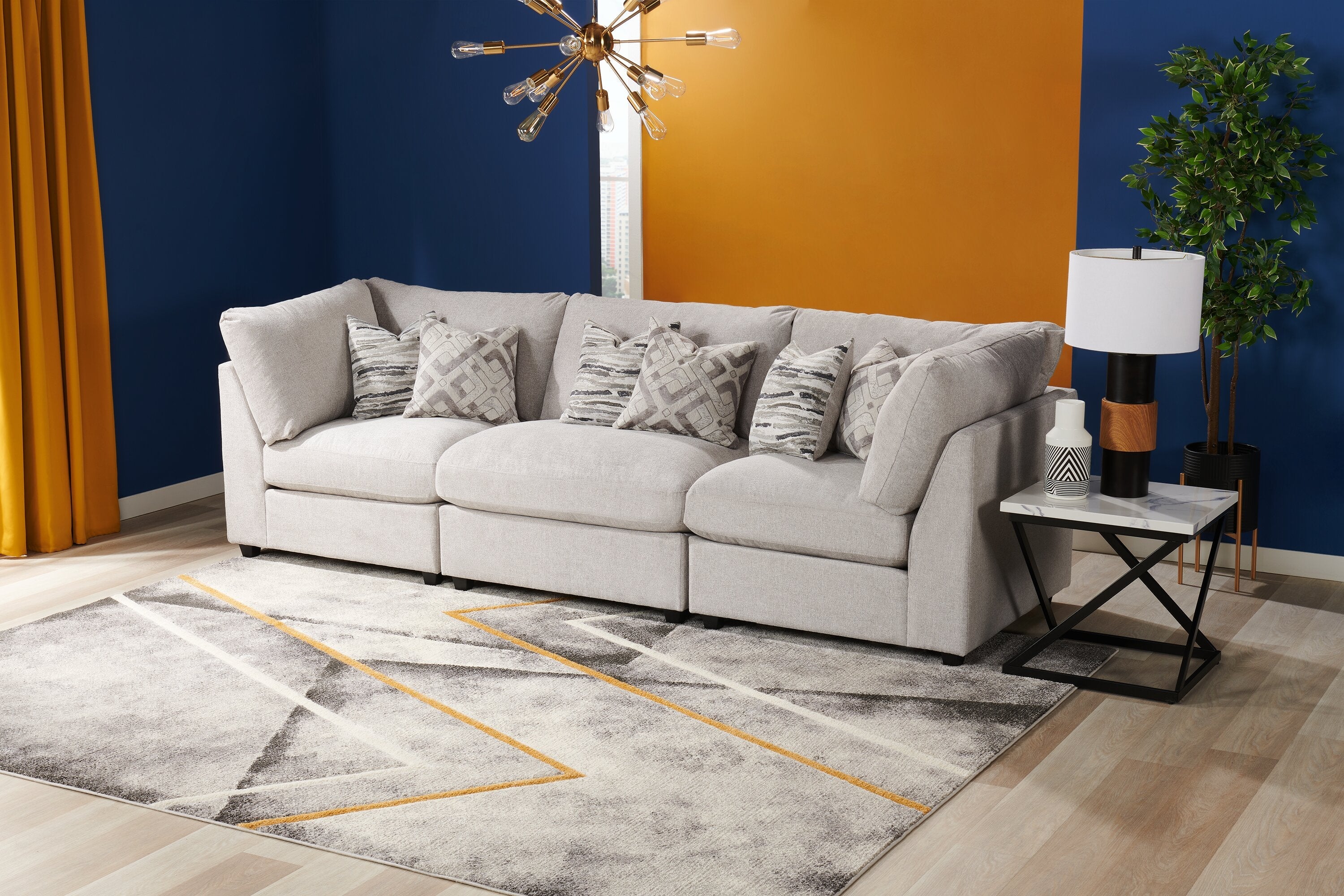 Skye Linen-Look Fabric Modular Corner Chair - Light Grey - Image 11