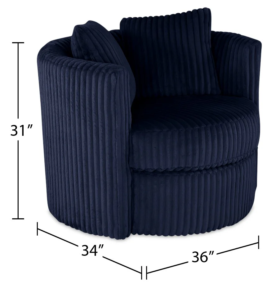 Sofitel Chenille Swivel Cuddler Chair - Groove Midnight - Image 4