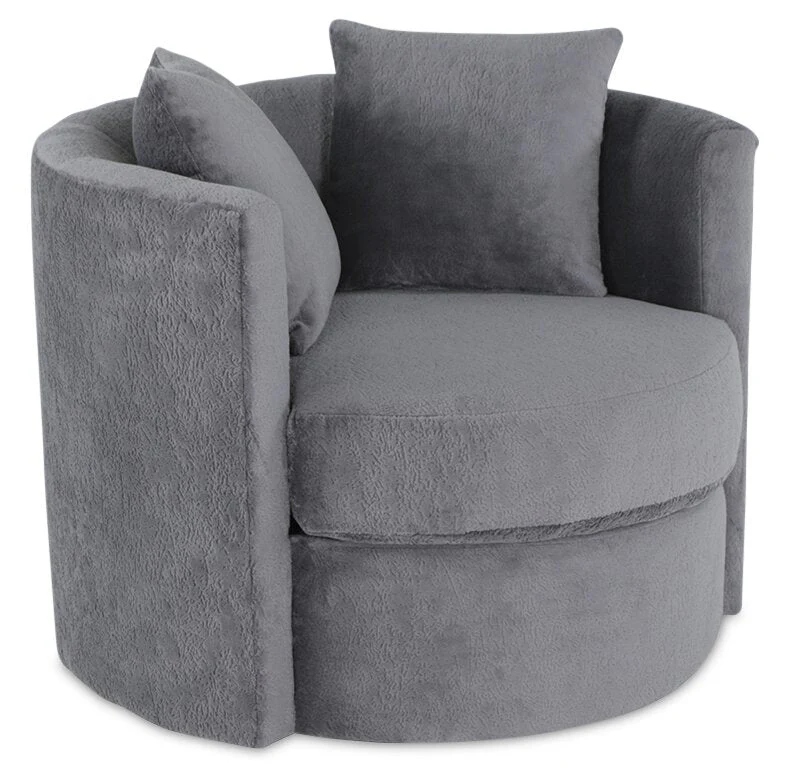 Sofitel Chenille Swivel Cuddler Chair - Plush Thunder