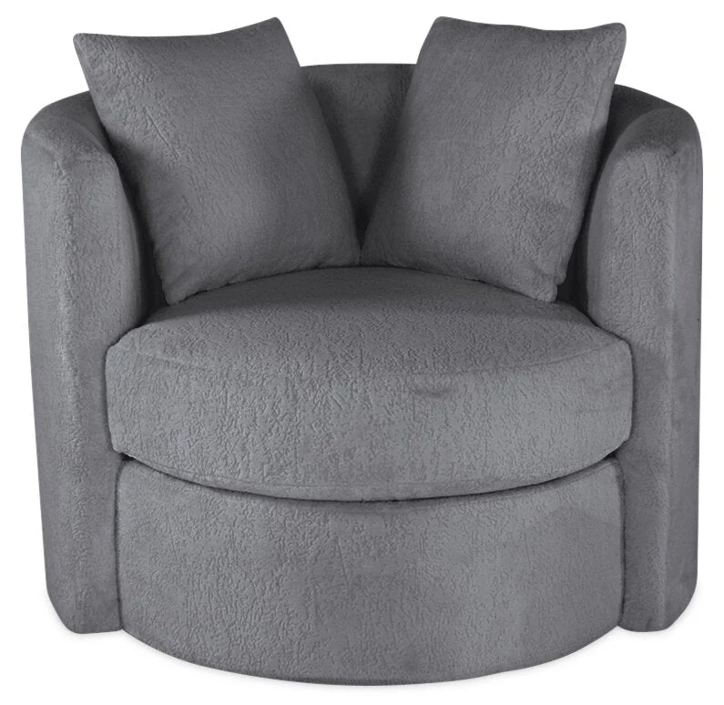 Sofitel Chenille Swivel Cuddler Chair - Plush Thunder - Image 2
