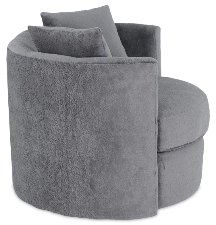 Sofitel Chenille Swivel Cuddler Chair - Plush Thunder - Image 3