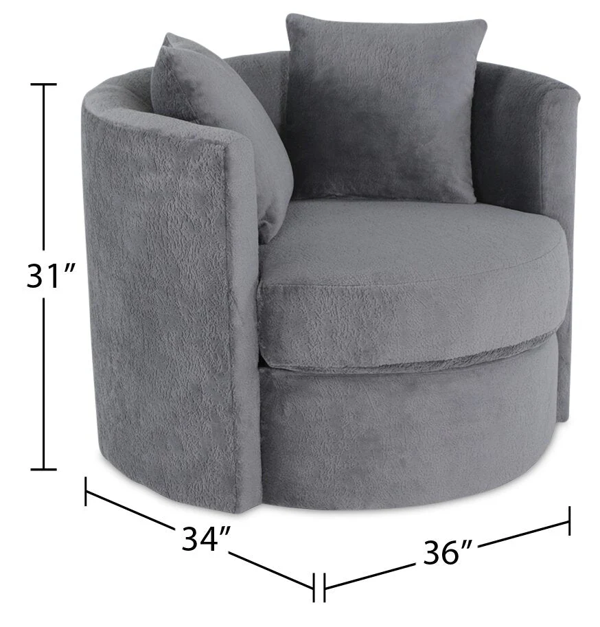 Sofitel Chenille Swivel Cuddler Chair - Plush Thunder - Image 4