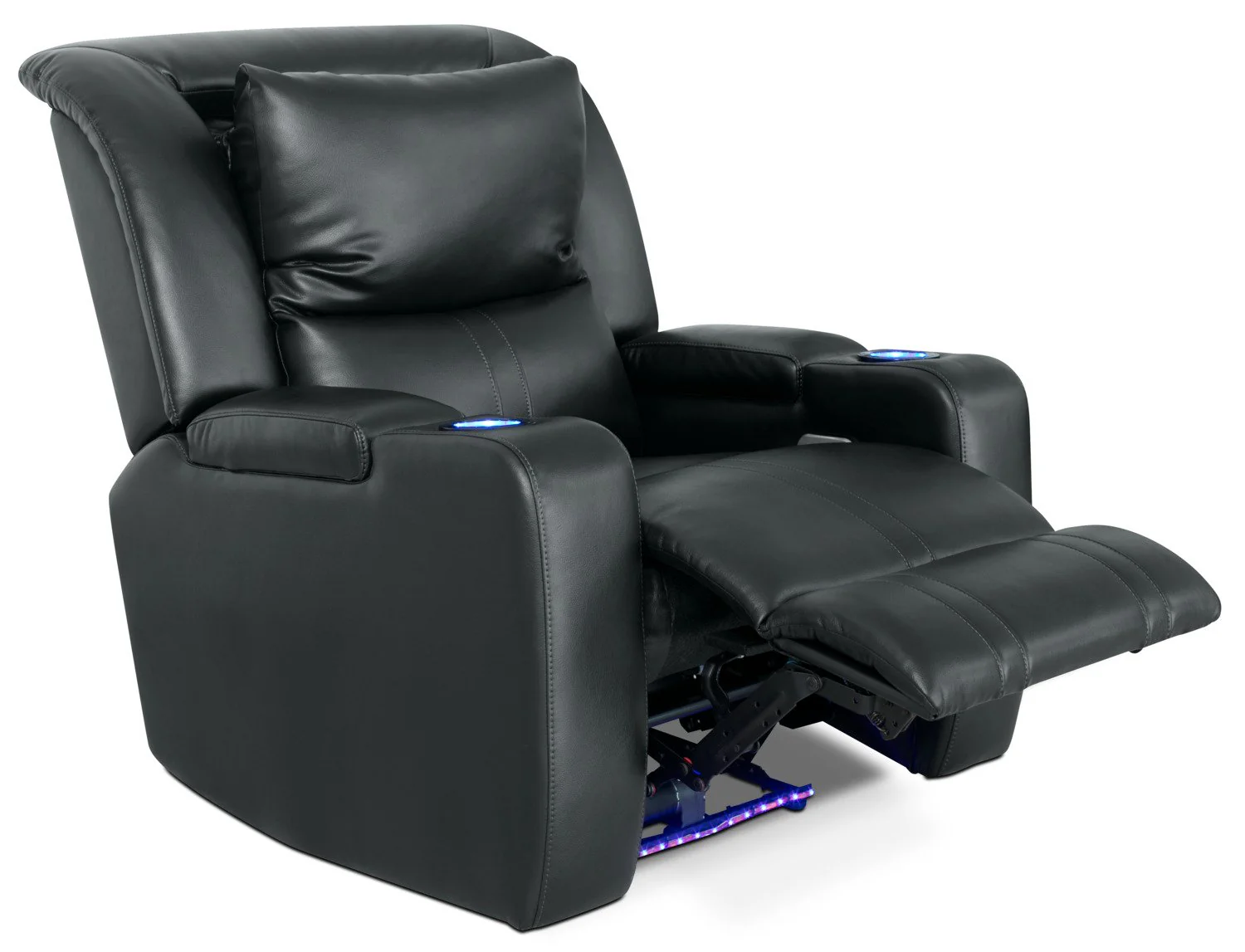 Stambrugh Leather-Look Fabric Power Recliner with Power Headrest - Black - Image 3