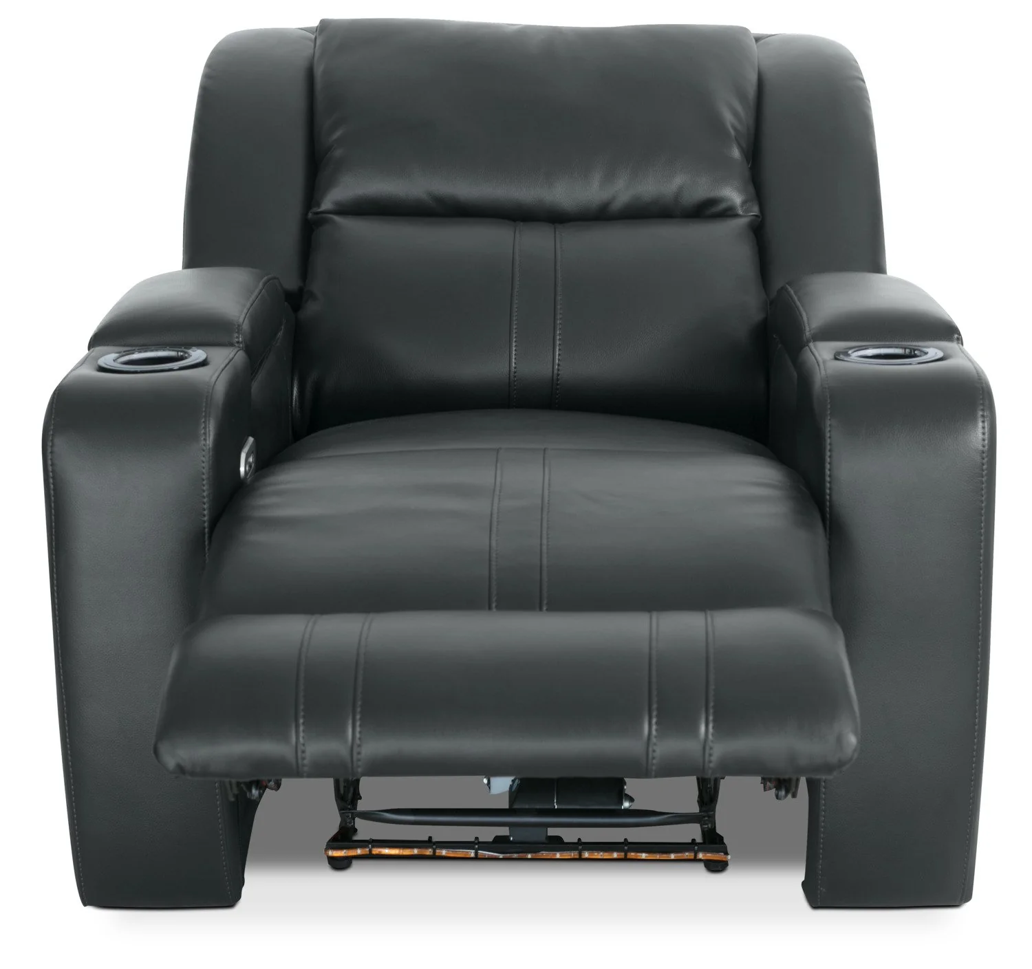 Stambrugh Leather-Look Fabric Power Recliner with Power Headrest - Black - Image 4