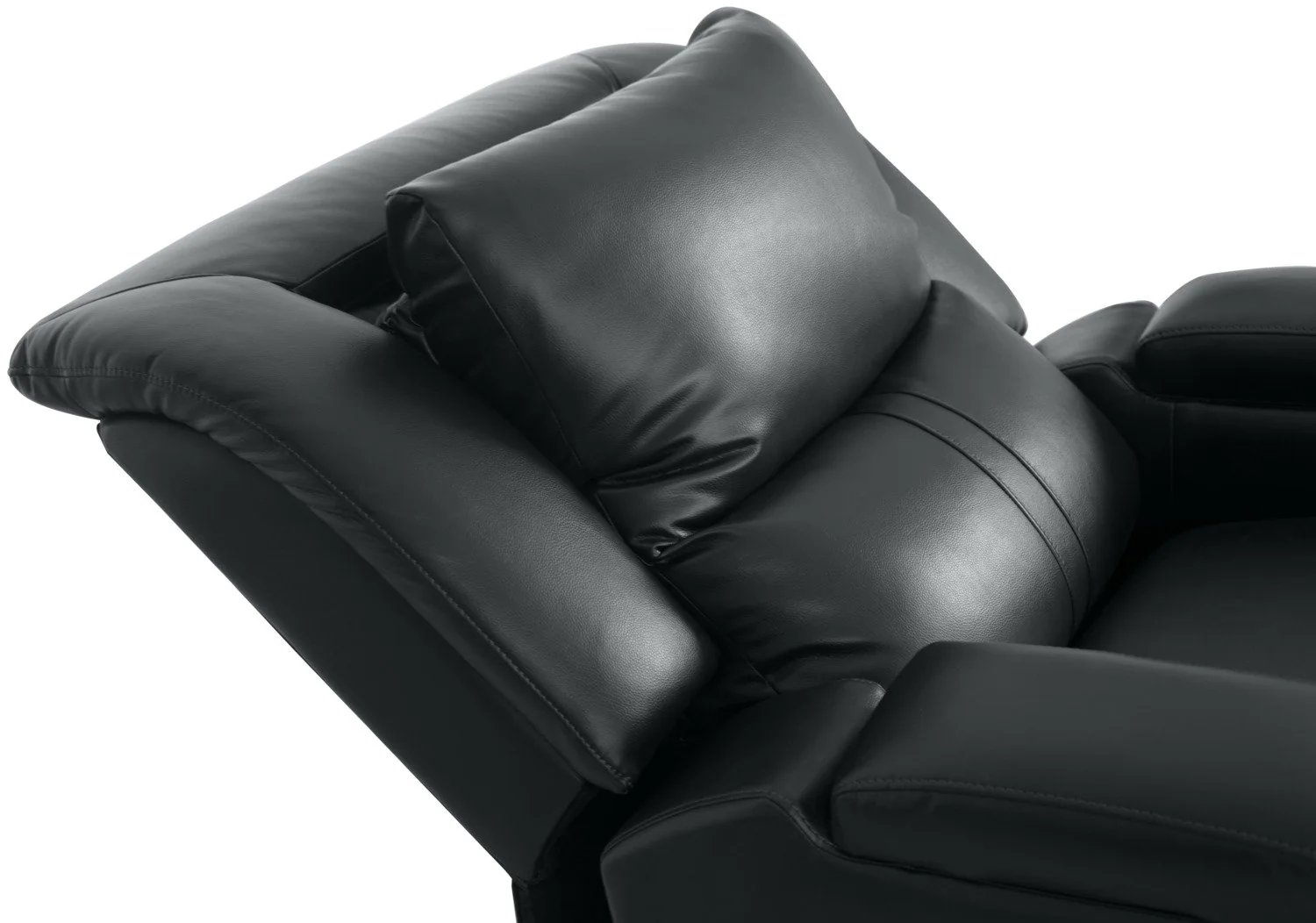 Stambrugh Leather-Look Fabric Power Recliner with Power Headrest - Black - Image 6