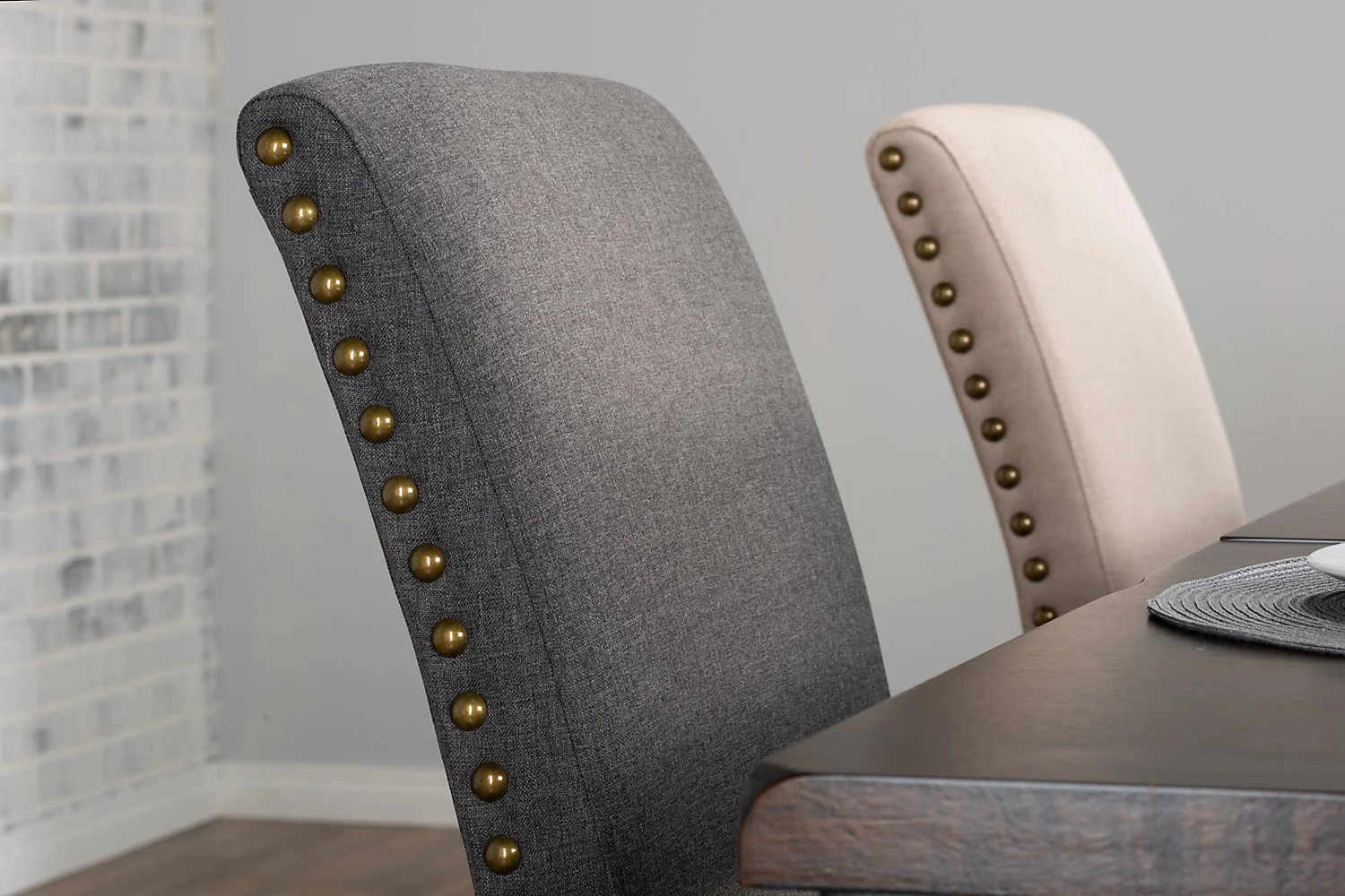 Stong Studded Dining Chair - Grey - Image 10