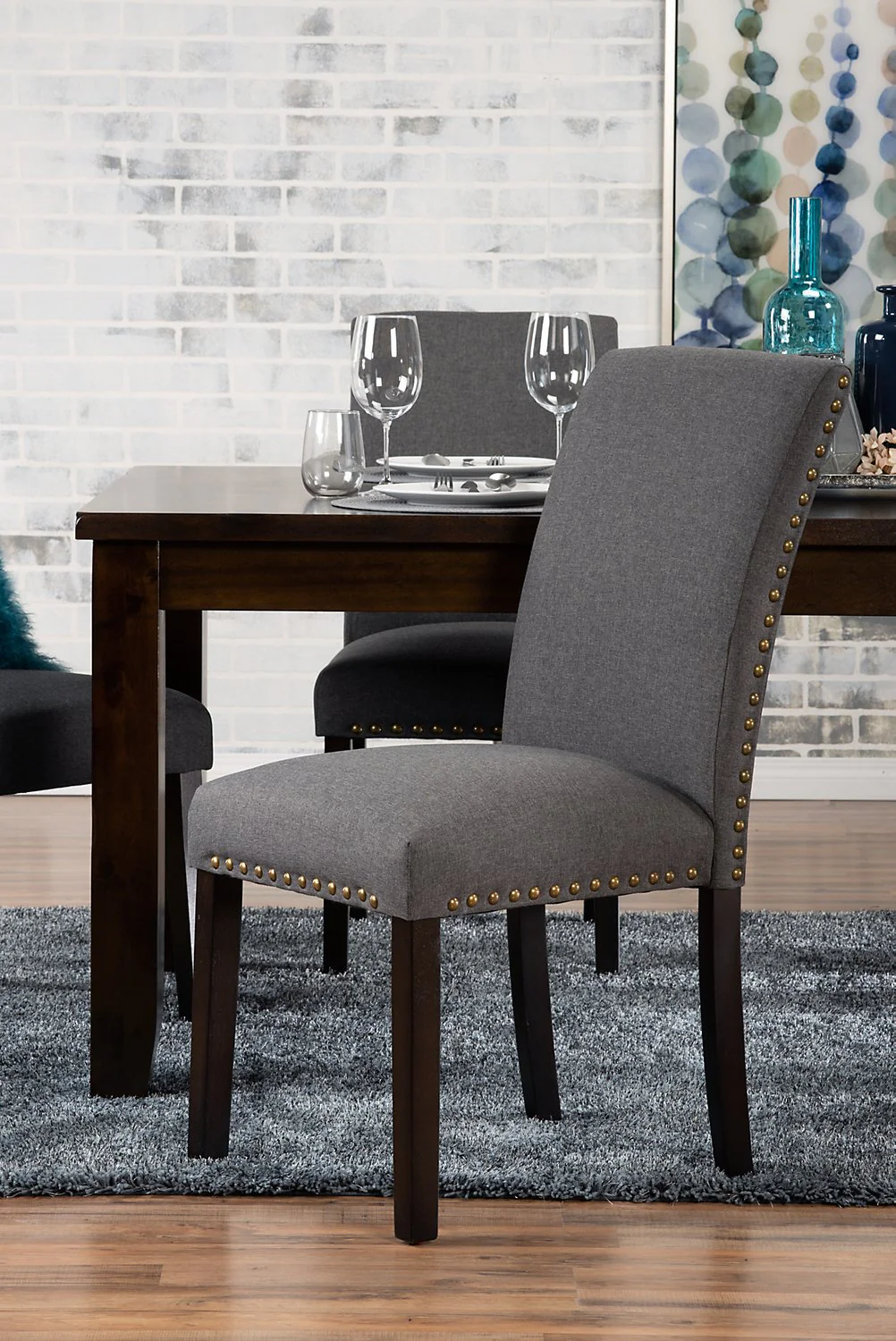 Stong Studded Dining Chair - Grey - Image 5
