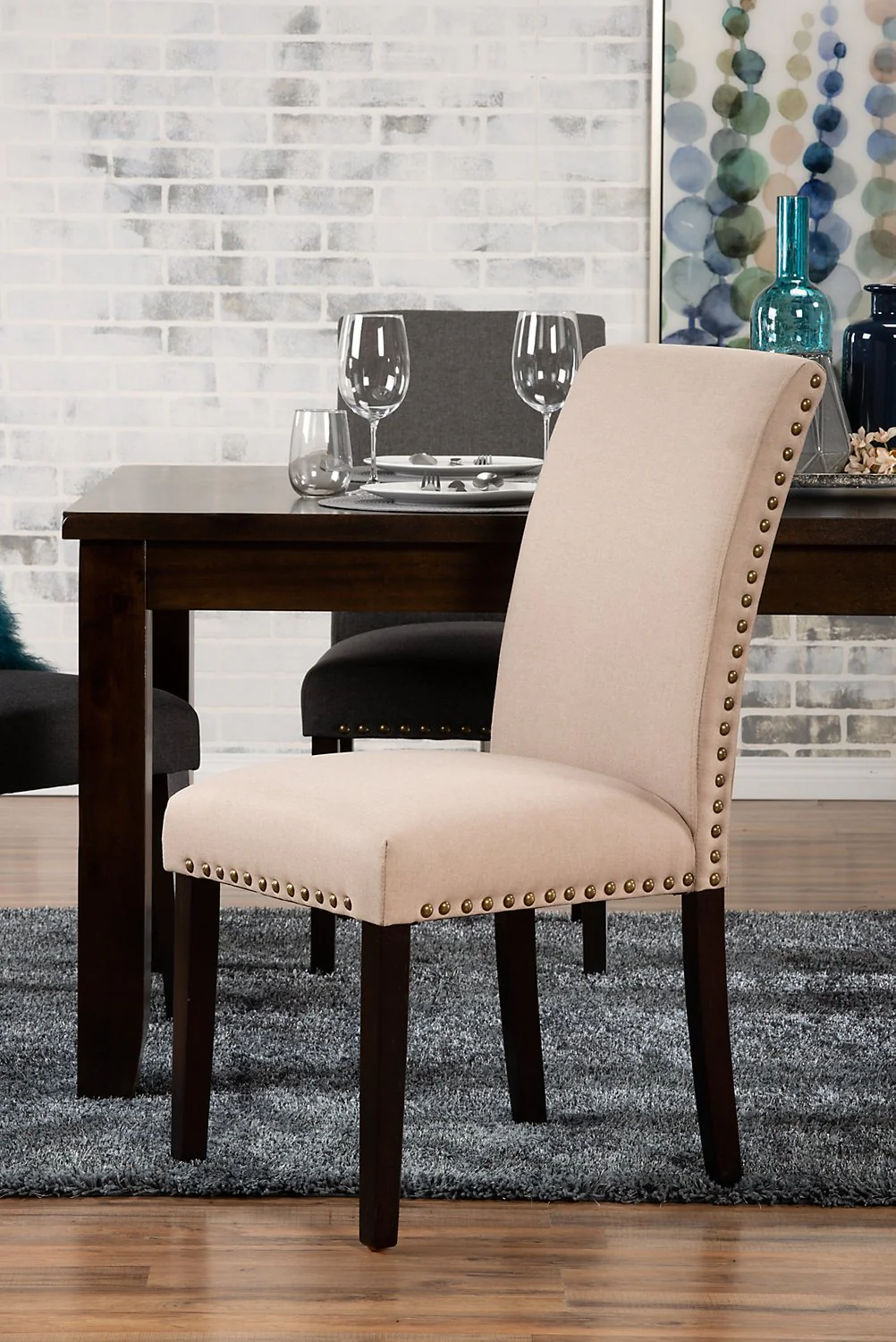 Stong Studded Dining Chair - Taupe - Image 5