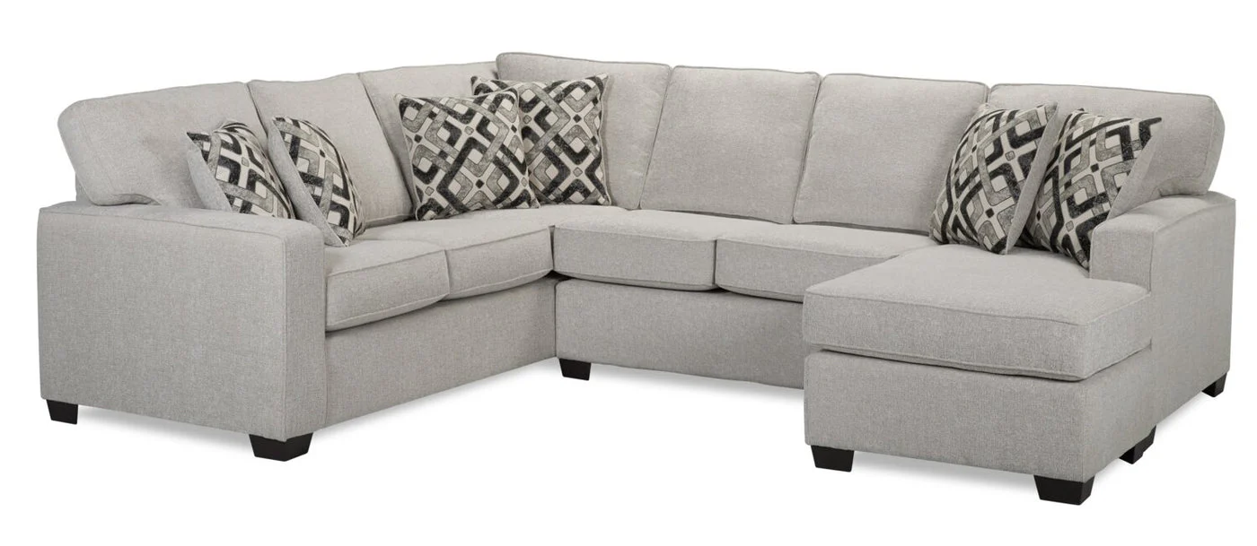 Stratford 2-Piece Brushed Linen-Look Fabric Right-Facing Sectional - Beige - Image 10