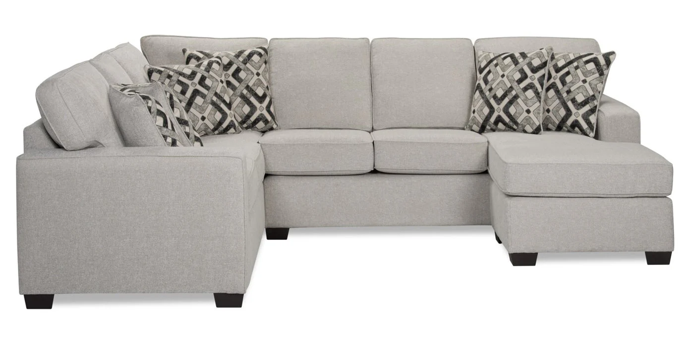 Stratford 2-Piece Brushed Linen-Look Fabric Right-Facing Sectional - Beige - Image 9