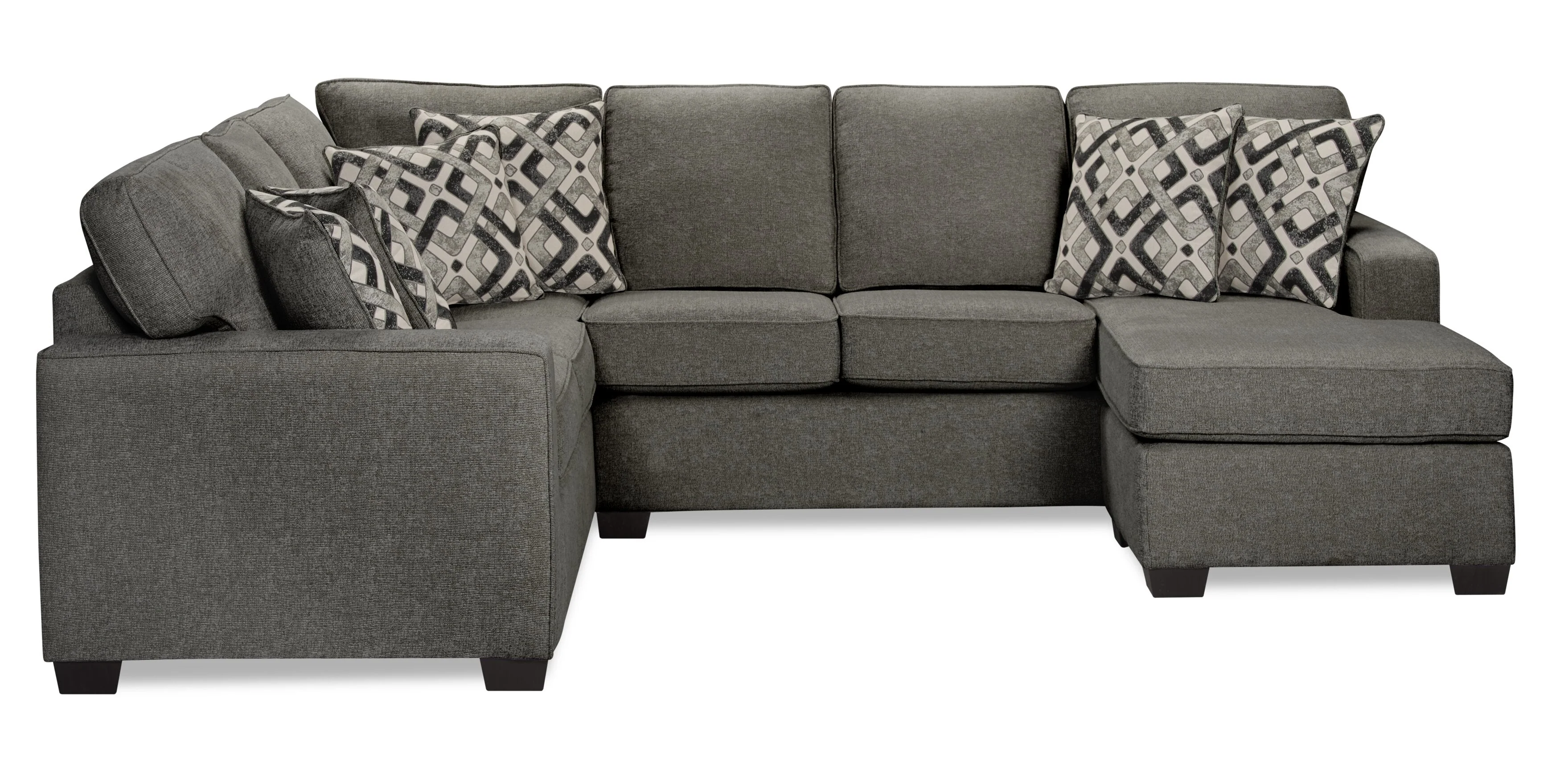 Stratford 2-Piece Brushed Linen-Look Fabric Right-Facing Sectional - Charcoal - Image 2