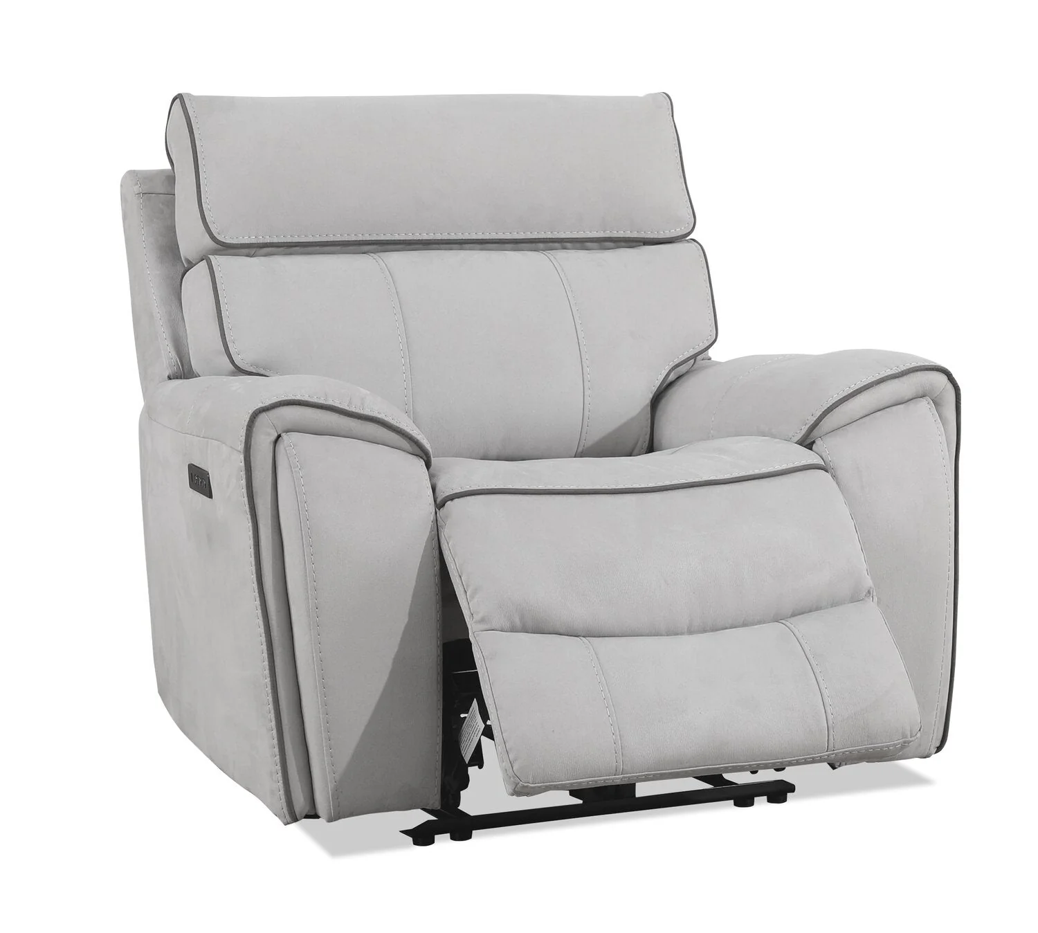 Sunview Faux Suede Power Recliner - Grey - Image 3