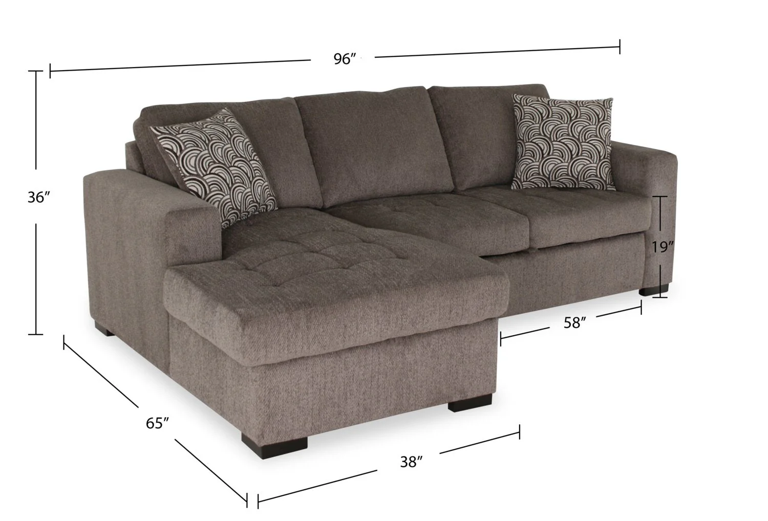 Tales 2-Piece Left-Facing Chenille Sleeper Sectional Sofa - Pewter - Image 16