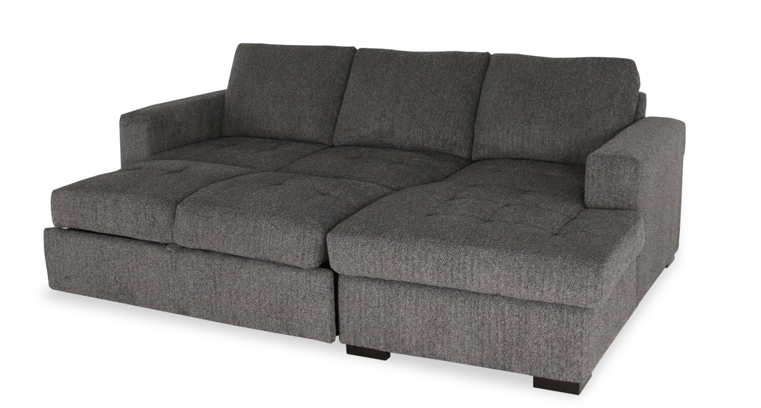 Tales 2-Piece Right-Facing Chenille Sleeper Sectional Sofa - Pepper - Image 12