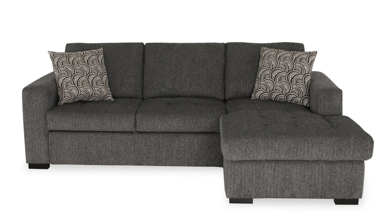 Tales 2-Piece Right-Facing Chenille Sleeper Sectional Sofa - Pepper - Image 3