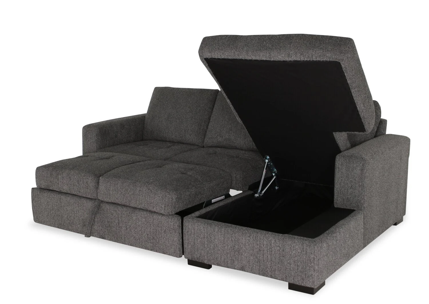 Tales 2-Piece Right-Facing Chenille Sleeper Sectional Sofa - Pepper - Image 6