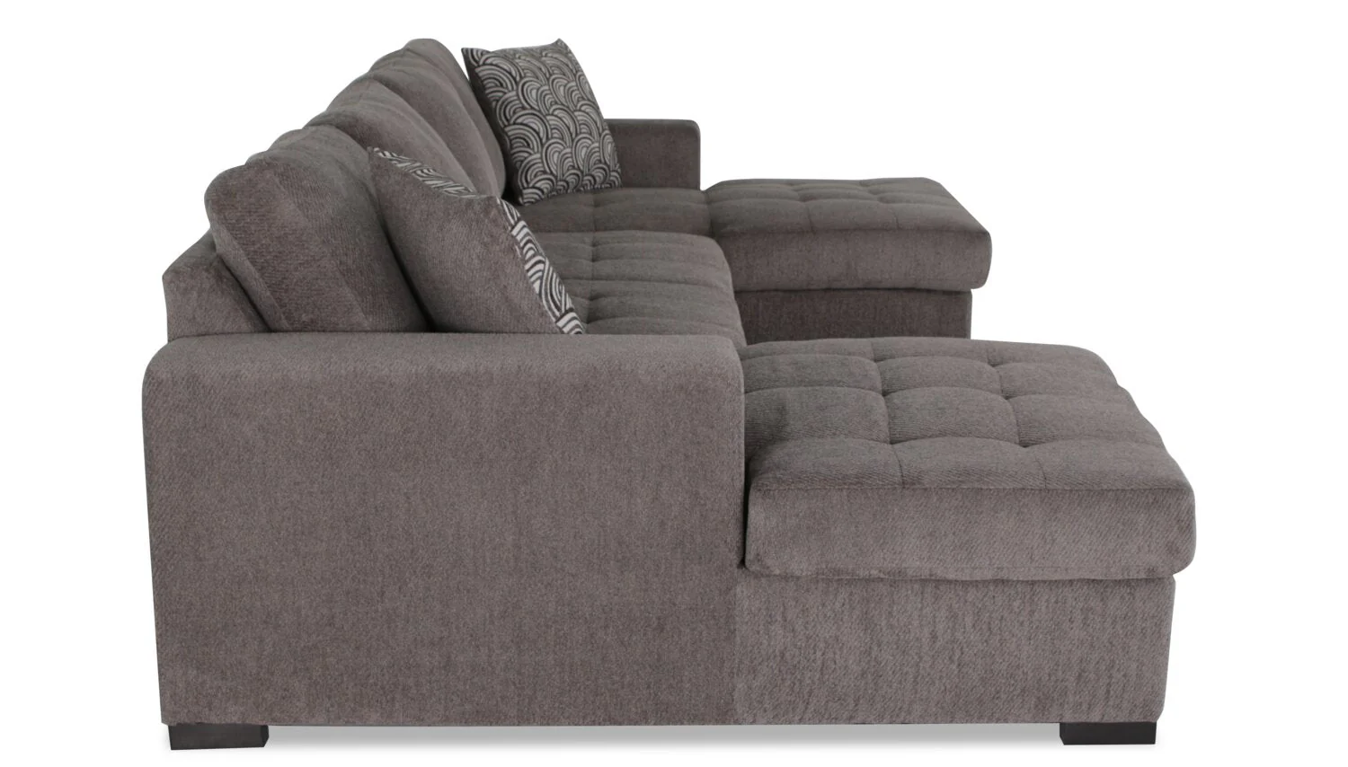 Tales 3-Piece Chenille Sleeper Sectional Sofa with Two Chaises - Pewter - Image 13
