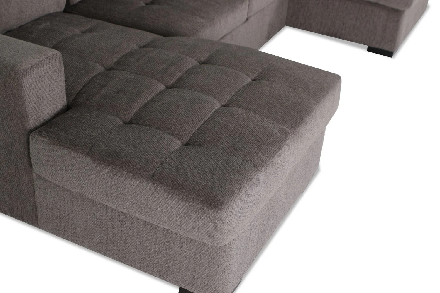 Tales 3-Piece Chenille Sleeper Sectional Sofa with Two Chaises - Pewter - Image 9