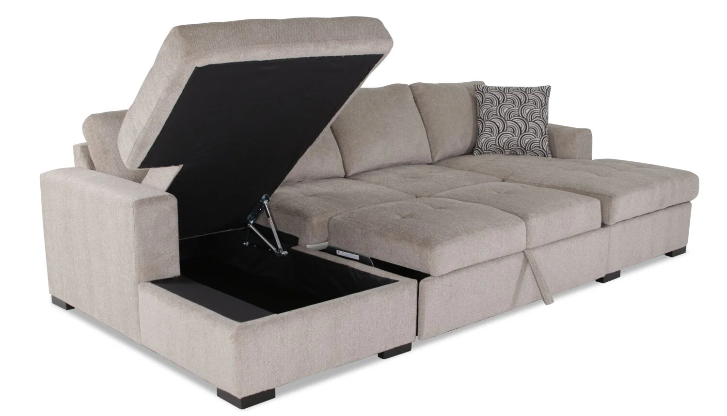 Tales 3-Piece Chenille Sleeper Sectional Sofa with Two Chaises - Platinum - Image 8