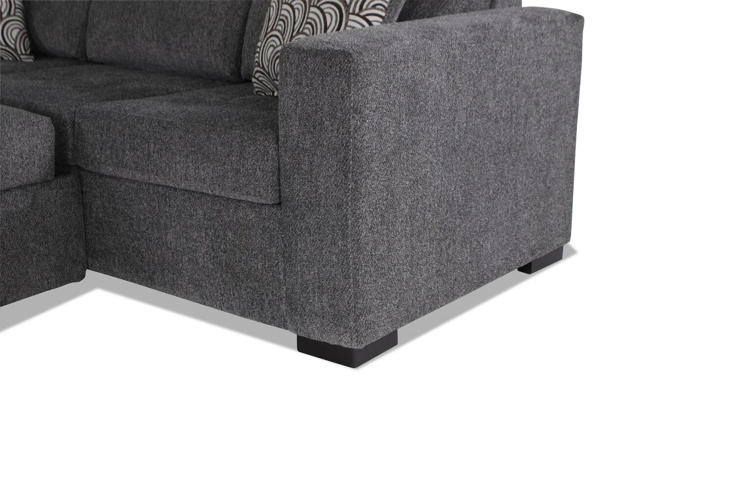 Tales 3-Piece Left-Facing Chenille Sleeper Sectional Sofa - Pepper - Image 7