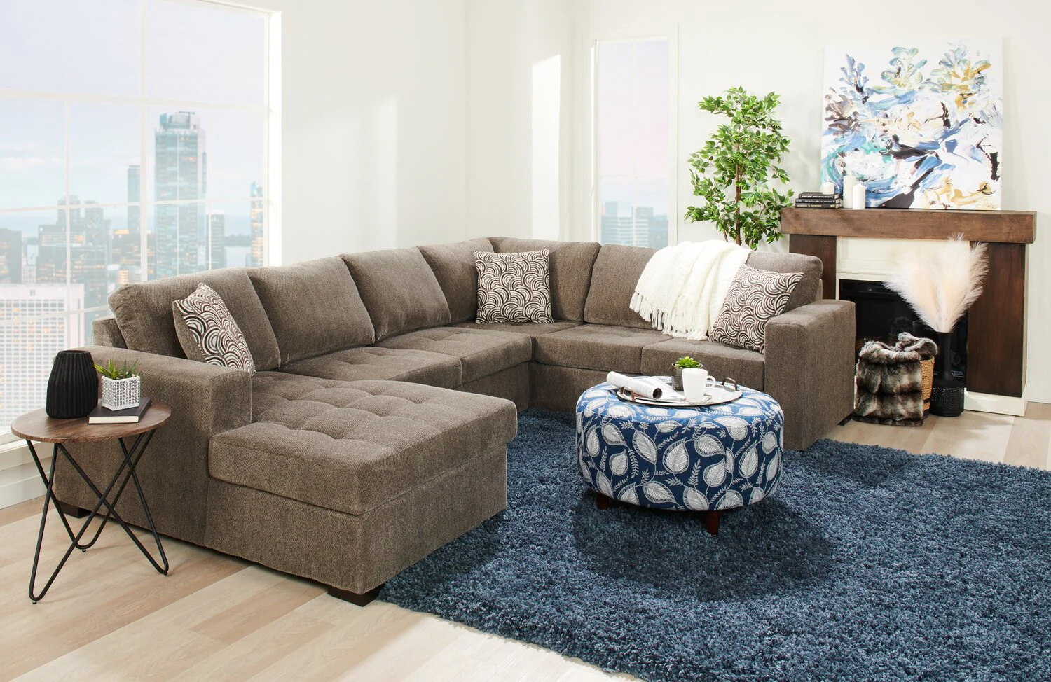 Tales 3-Piece Left-Facing Chenille Sleeper Sectional Sofa - Pewter - Image 11