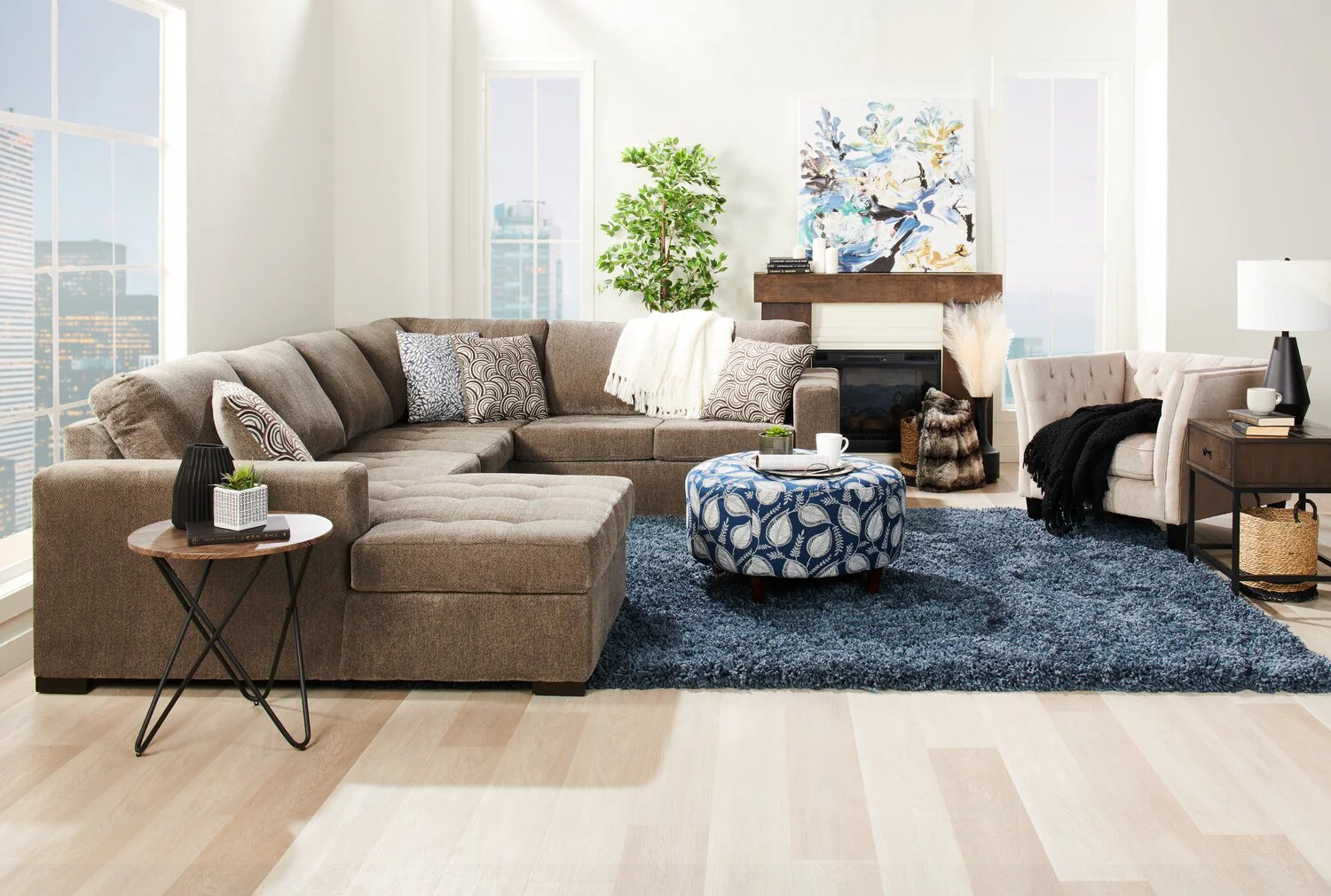 Tales 3-Piece Left-Facing Chenille Sleeper Sectional Sofa - Pewter - Image 12