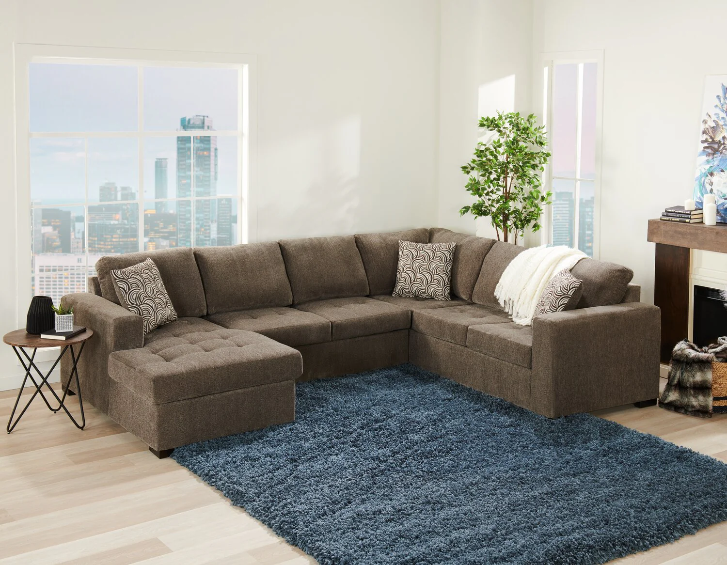 Tales 3-Piece Left-Facing Chenille Sleeper Sectional Sofa - Pewter - Image 14