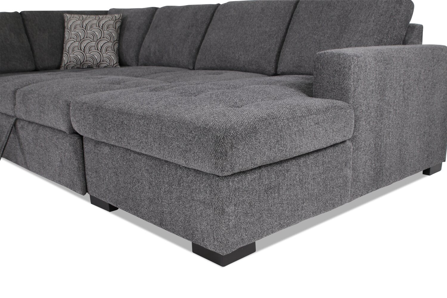 Tales 3-Piece Right-Facing Chenille Sleeper Sectional Sofa - Pepper - Image 7
