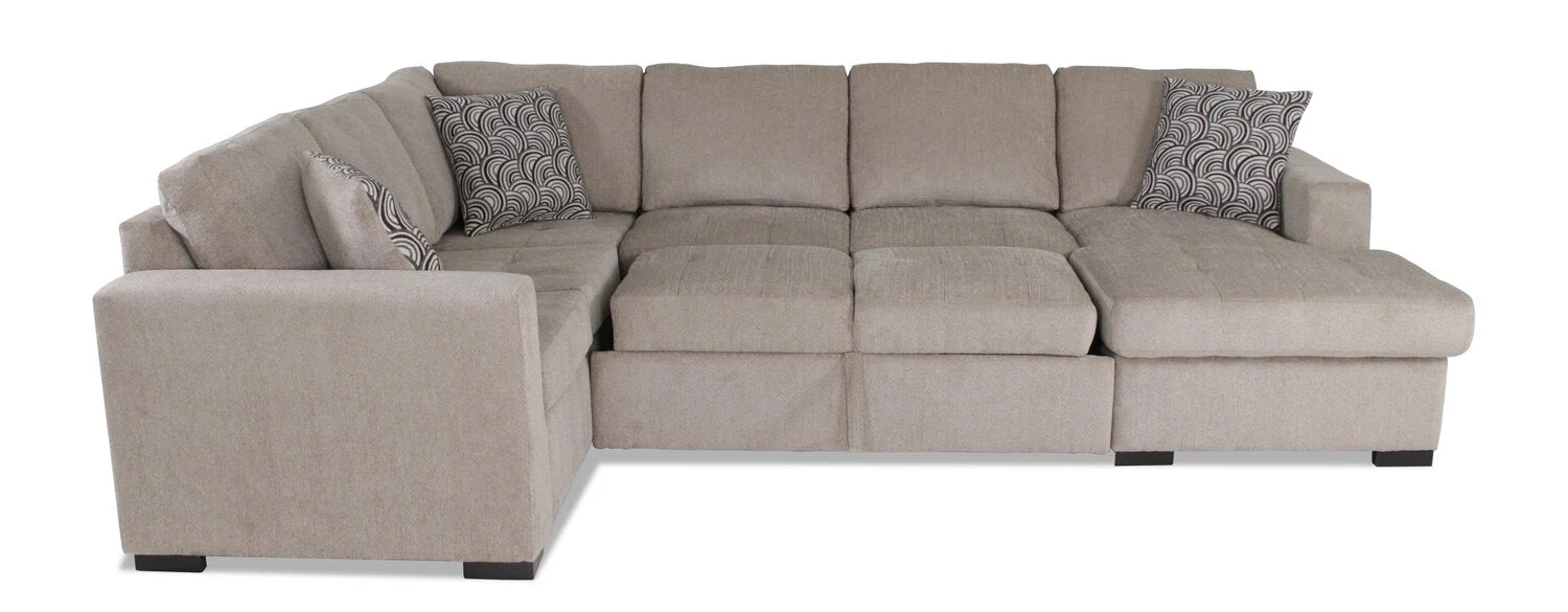 Tales 3-Piece Right-Facing Chenille Sleeper Sectional Sofa - Platinum - Image 3