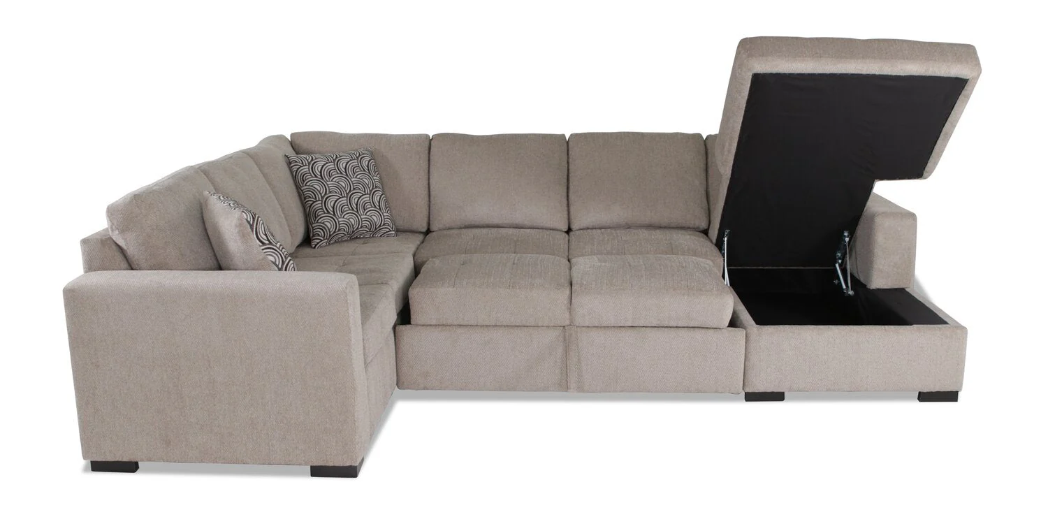 Tales 3-Piece Right-Facing Chenille Sleeper Sectional Sofa - Platinum - Image 4