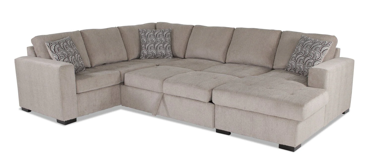 Tales 3-Piece Right-Facing Chenille Sleeper Sectional Sofa - Platinum - Image 7