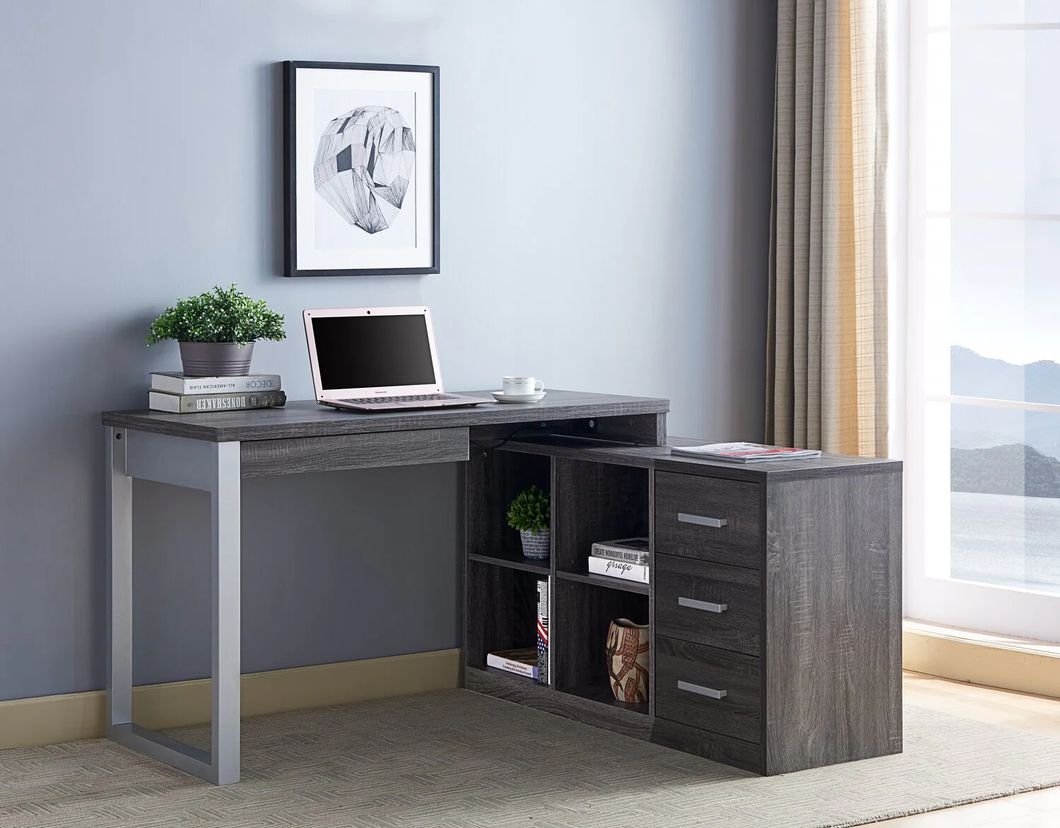 Tempest Reversible Corner Desk - Distressed Grey - Image 9