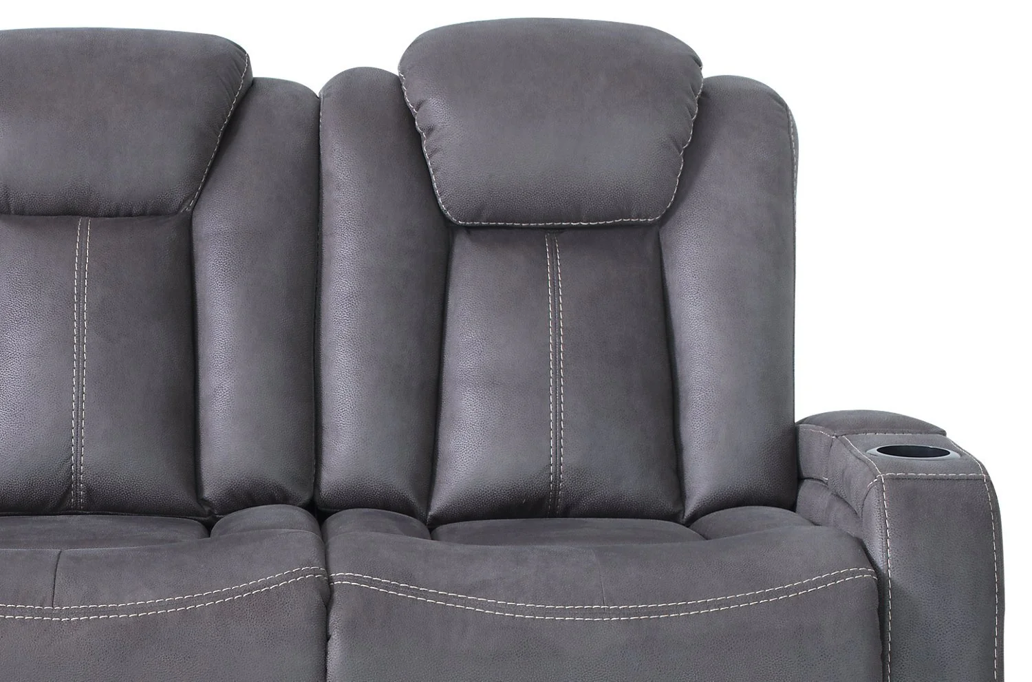 Terrell Faux Suede Power Reclining Sofa - Pewter - Image 6