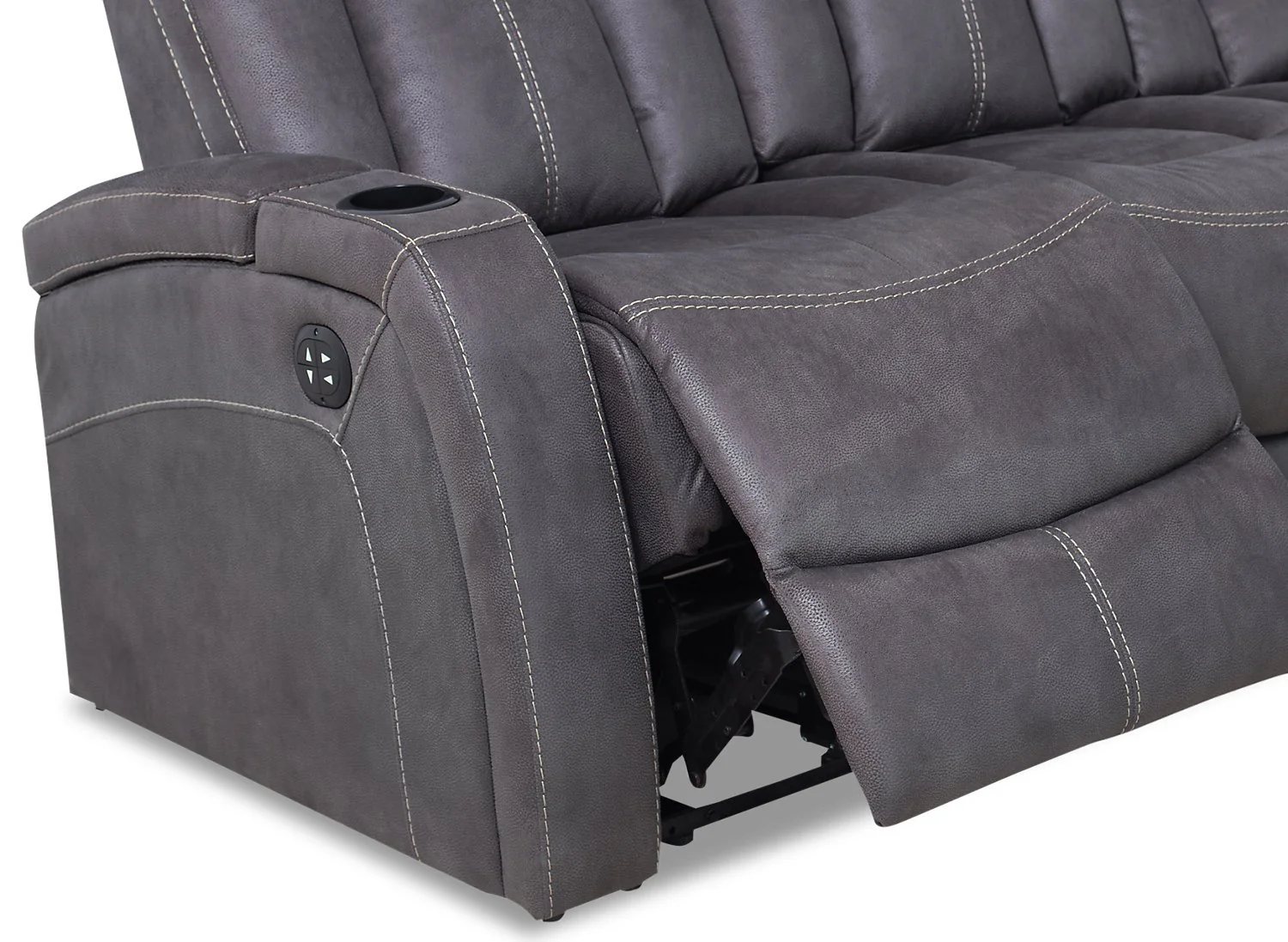 Terrell Faux Suede Power Reclining Sofa - Pewter - Image 7