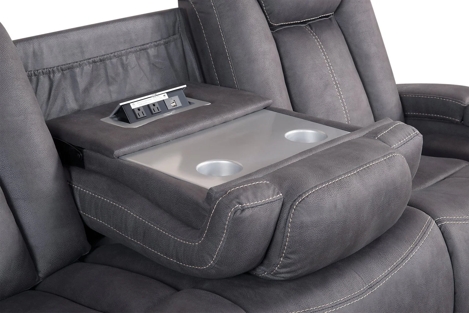 Terrell Faux Suede Power Reclining Sofa - Pewter - Image 8